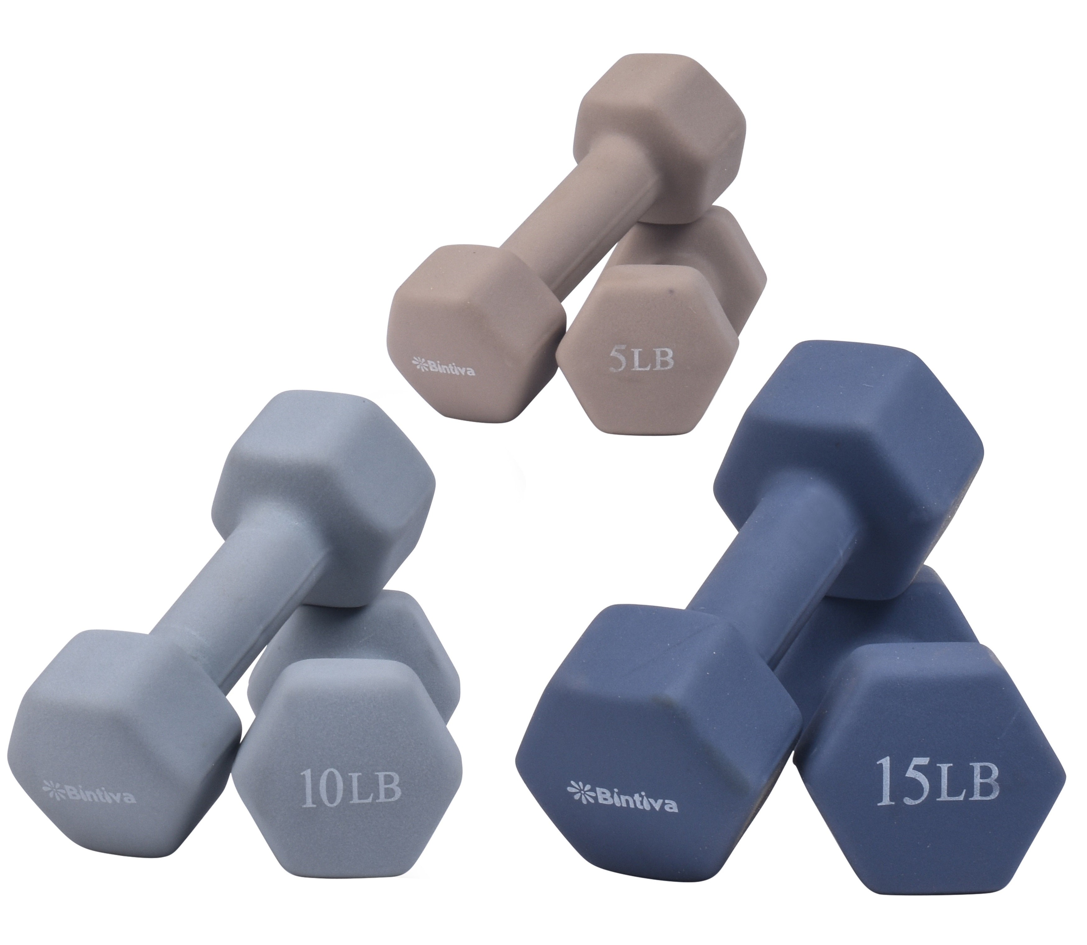 Neoprene Hexagon shaped dumbbells - Earth Tones by Bintiva