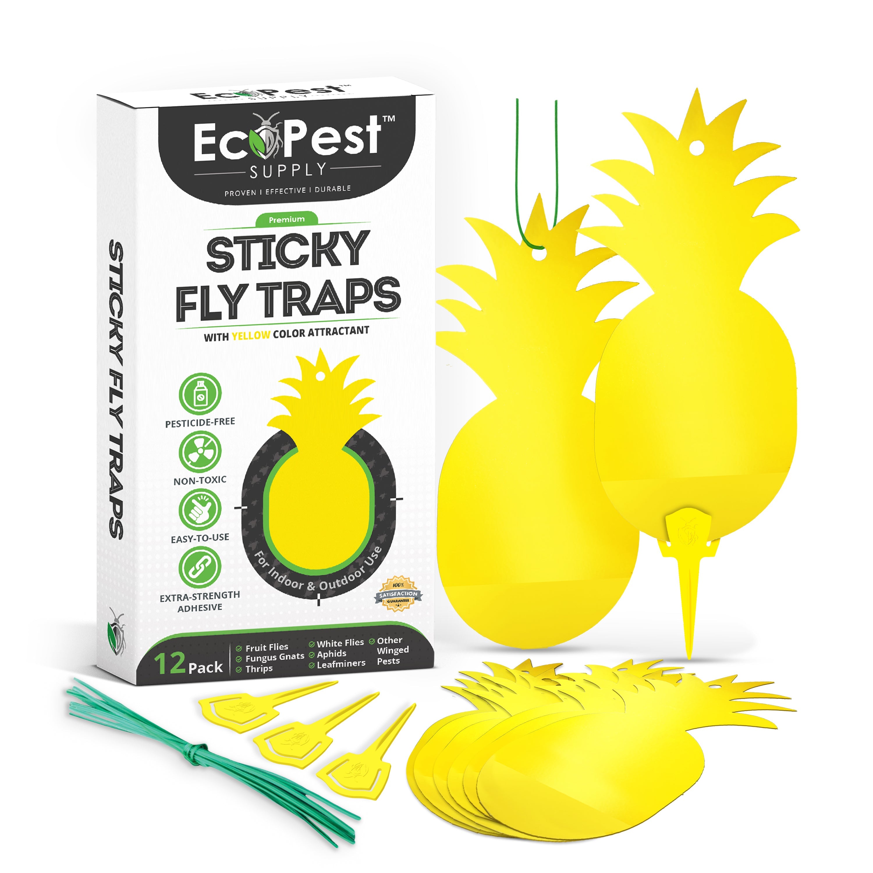 Sticky Fly Traps (Yellow) — 12 Pack by EcoPest Supply
