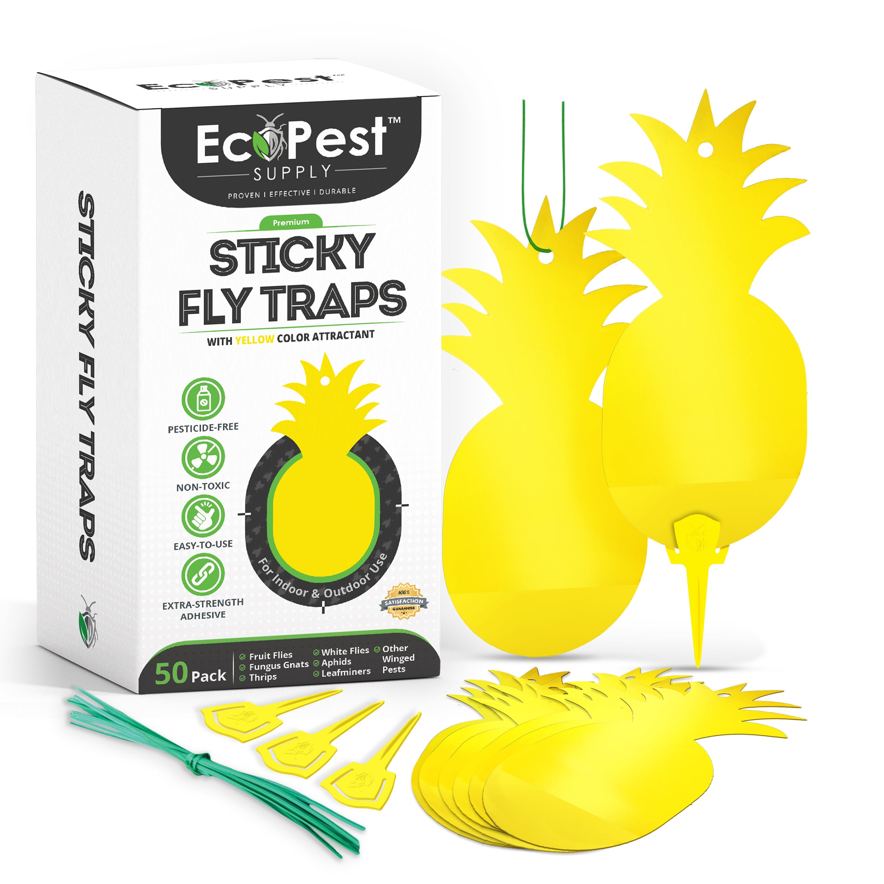 Sticky Fly Traps (Yellow) — 50 Pack by EcoPest Supply