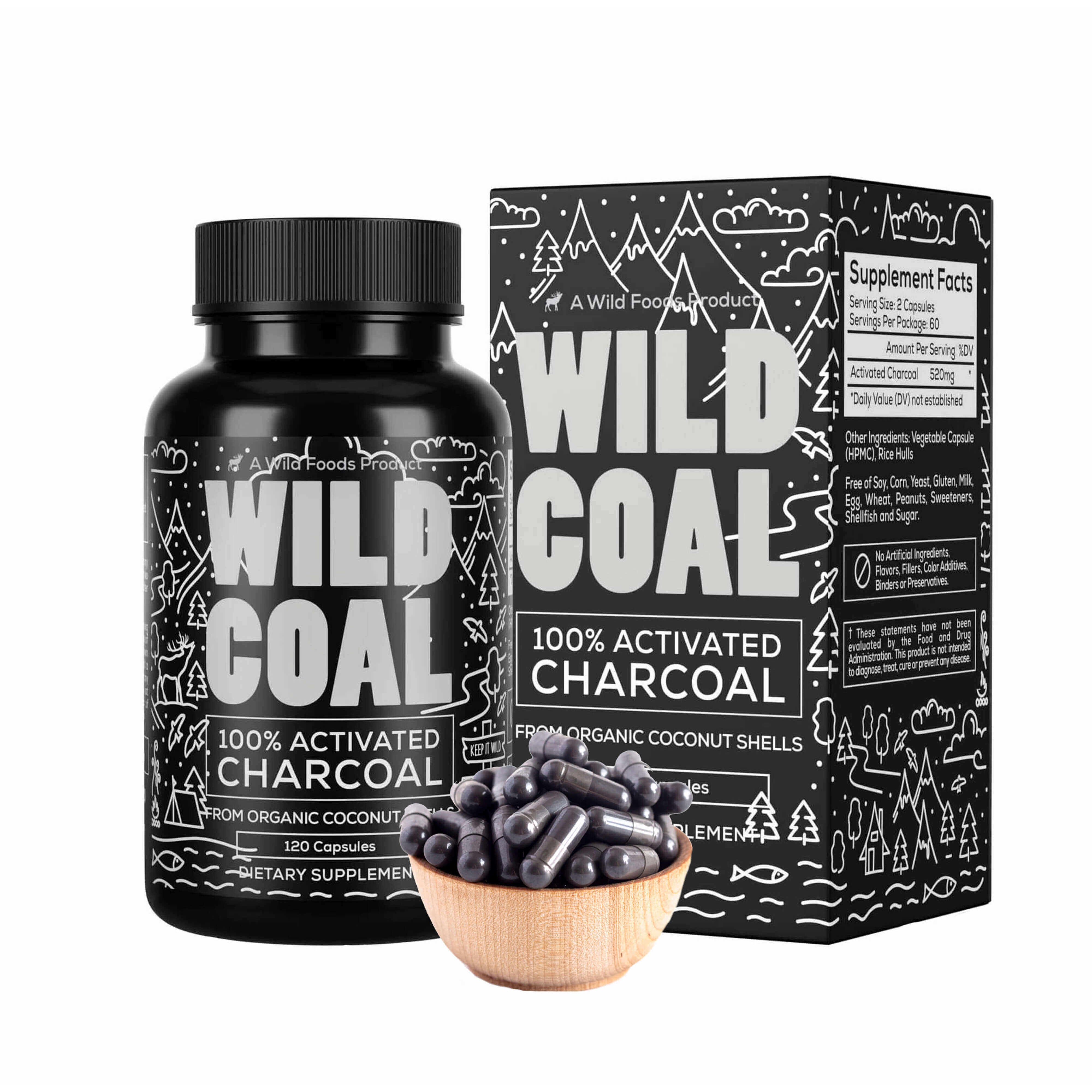 Wholesale of 10 - Activated Charcoal Capsules, 120ct