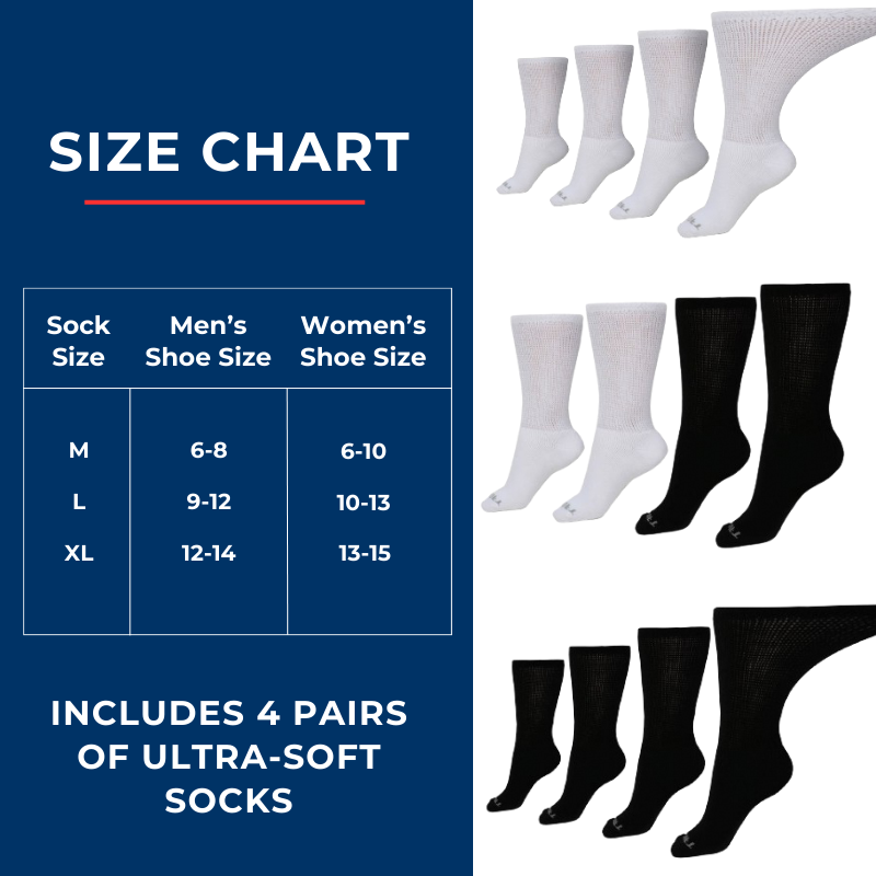 Women's Ultra-Soft Upper Calf Diabetic Socks (4 Pair) by DIABETIC SOCK CLUB
