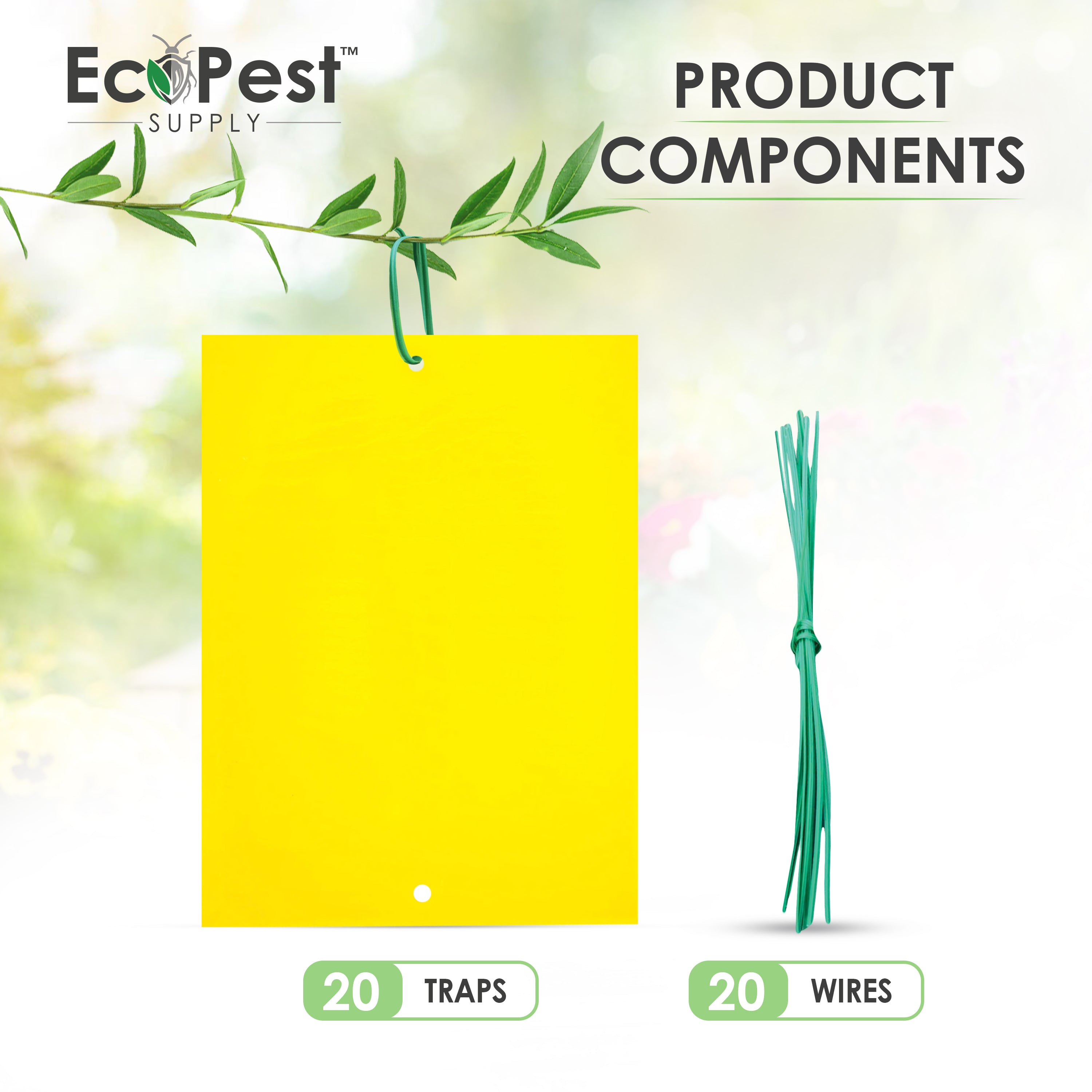 Extra-Wide Sticky Fly Traps (Yellow) — 20 Pack by EcoPest Supply