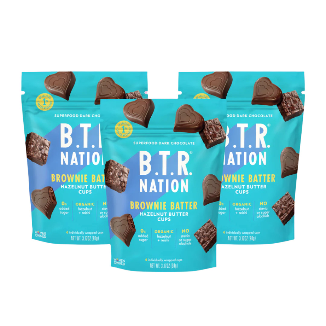 Dark Chocolate Brownie Batter Hazelnut Butter Cups (3 Bags) by B.T.R. Bar