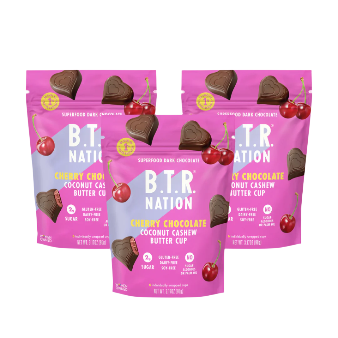 Dark Chocolate Cherry Coconut Cashew Butter Cups (3 Bags) by B.T.R. Bar