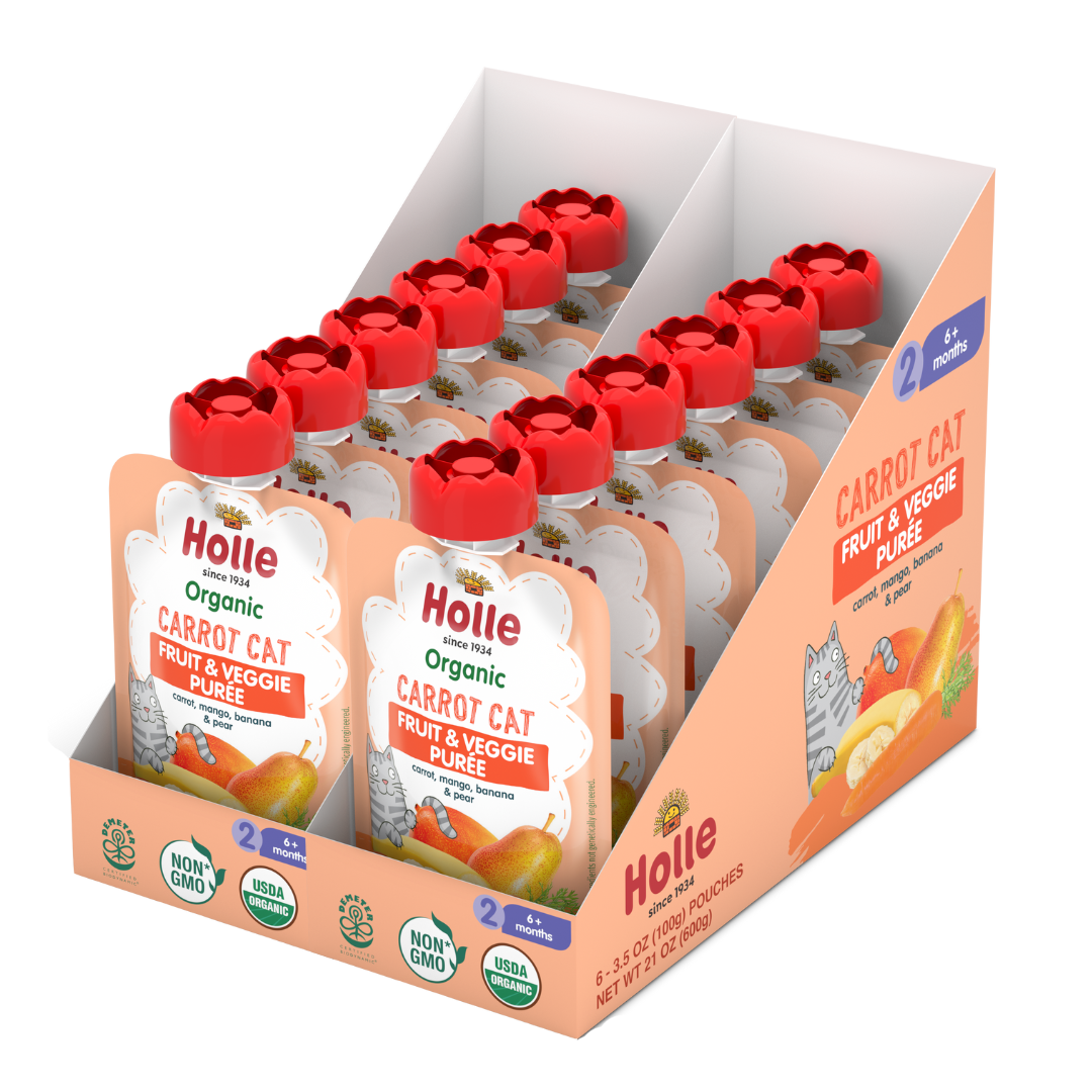 Holle Baby Food Pouches - Organic Fruit & Veggie Puree - Carrot Cat by Holle USA