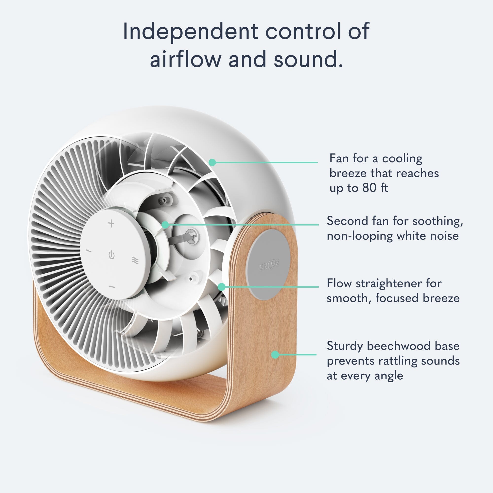 Breez 2-in-1 Smart Bedroom Fan & White Noise Machine