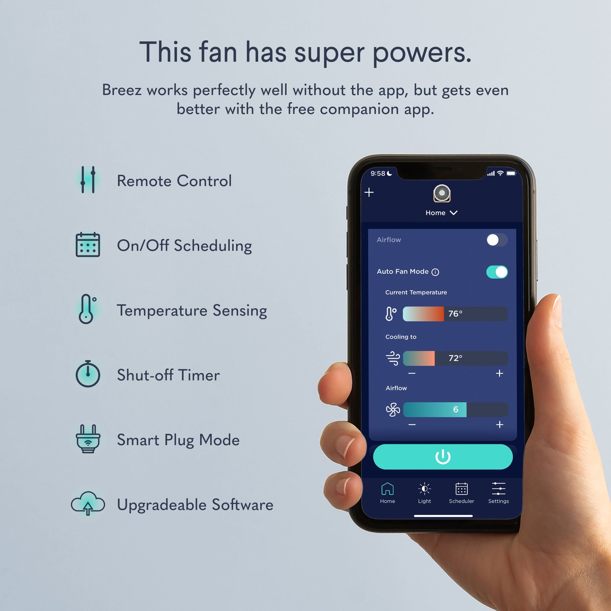 Breez 2-in-1 Smart Bedroom Fan & White Noise Machine