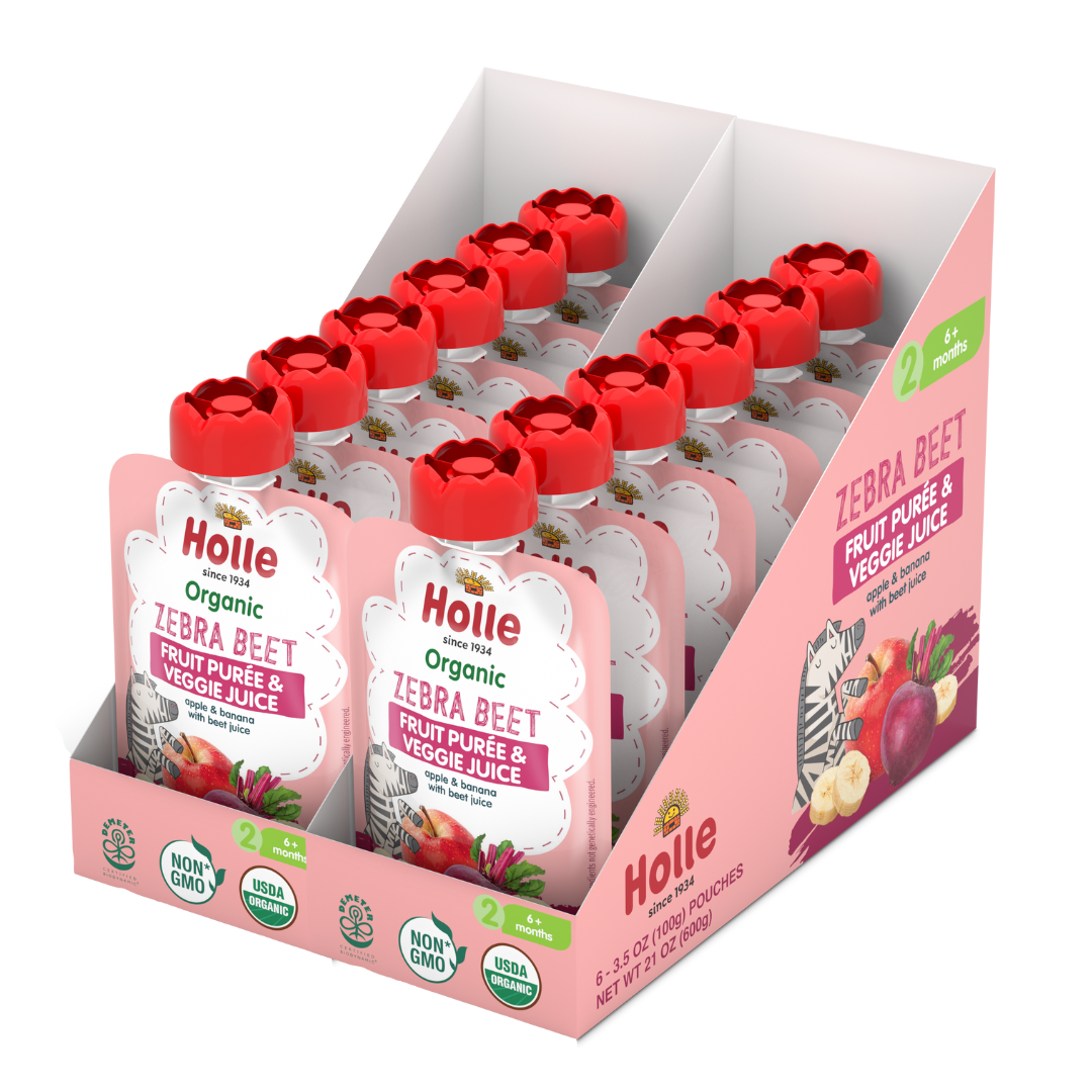 Holle Baby Food Pouches - Organic Fruit & Veggie Puree - Zebra Beet by Holle USA
