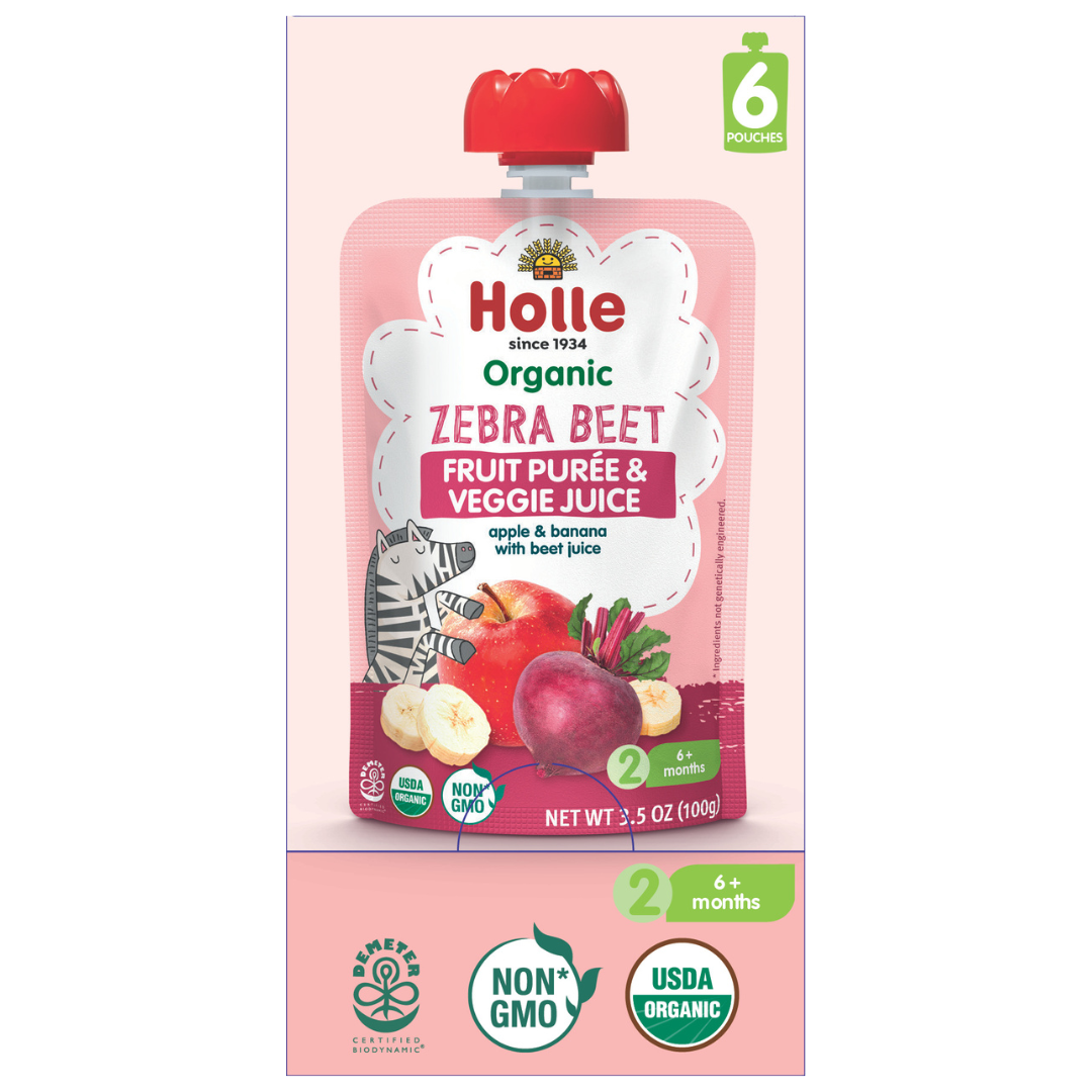 Holle Baby Food Pouches - Organic Fruit & Veggie Puree - Zebra Beet by Holle USA