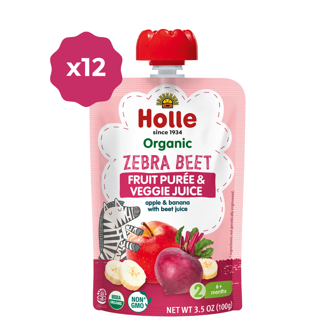 Holle Baby Food Pouches - Organic Fruit & Veggie Puree - Zebra Beet by Holle USA