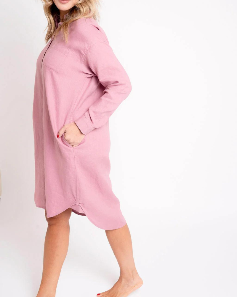 Coastal Linen Shirt Dress