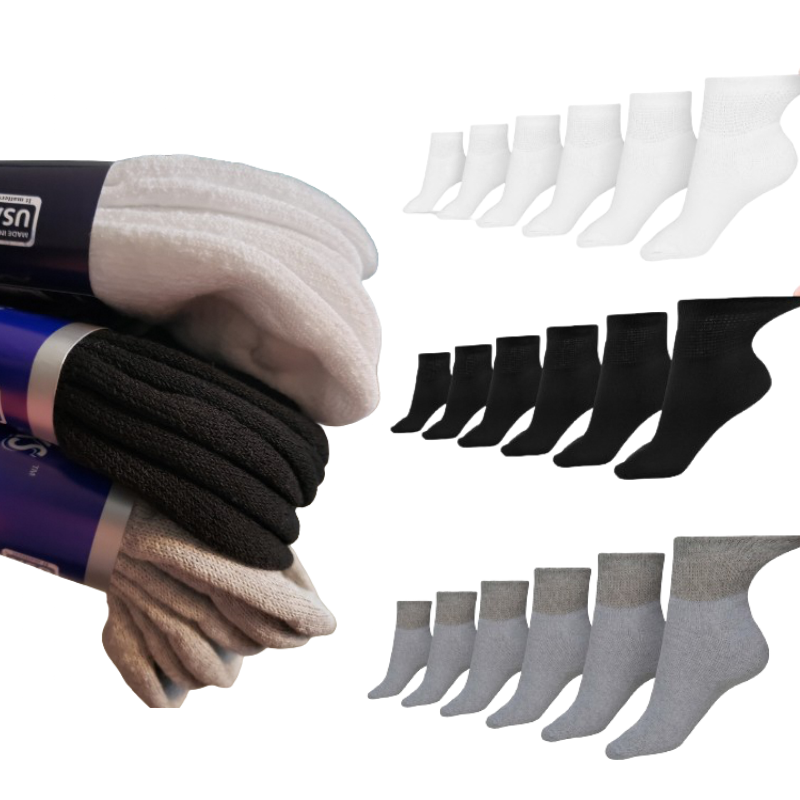Men's Cotton Diabetic Ankle Socks (6 Pair) by DIABETIC SOCK CLUB
