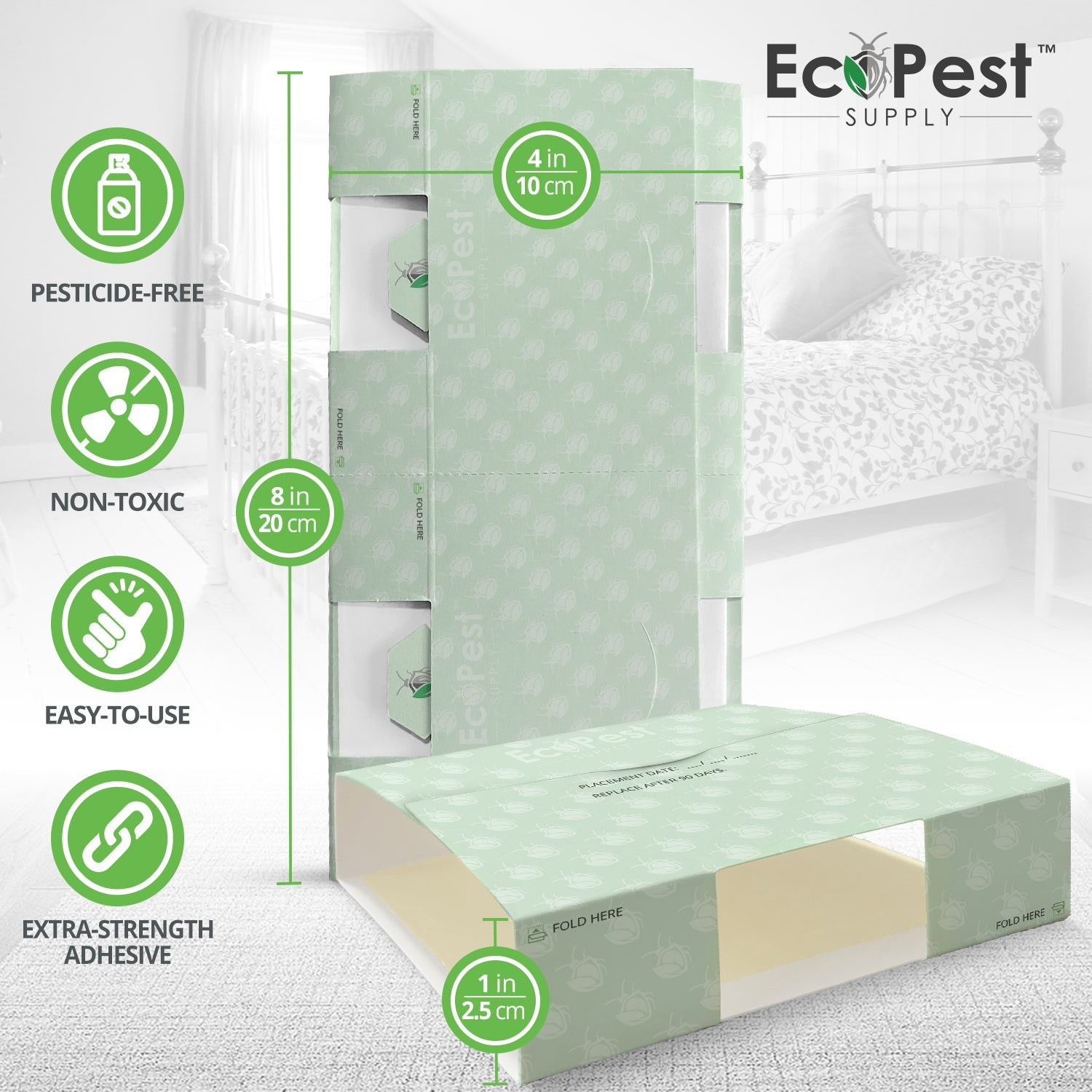 Bed Bug Glue Traps – 20 Pack | Sticky Indoor Pest Control Trap for Bed Bugs by EcoPest Supply