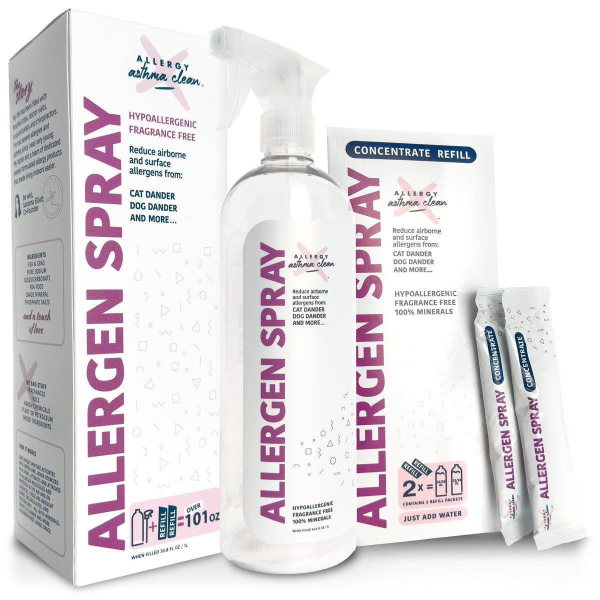 Allergy Asthma Clean Allergen Spray Bundle over 100oz by Allergy Defender