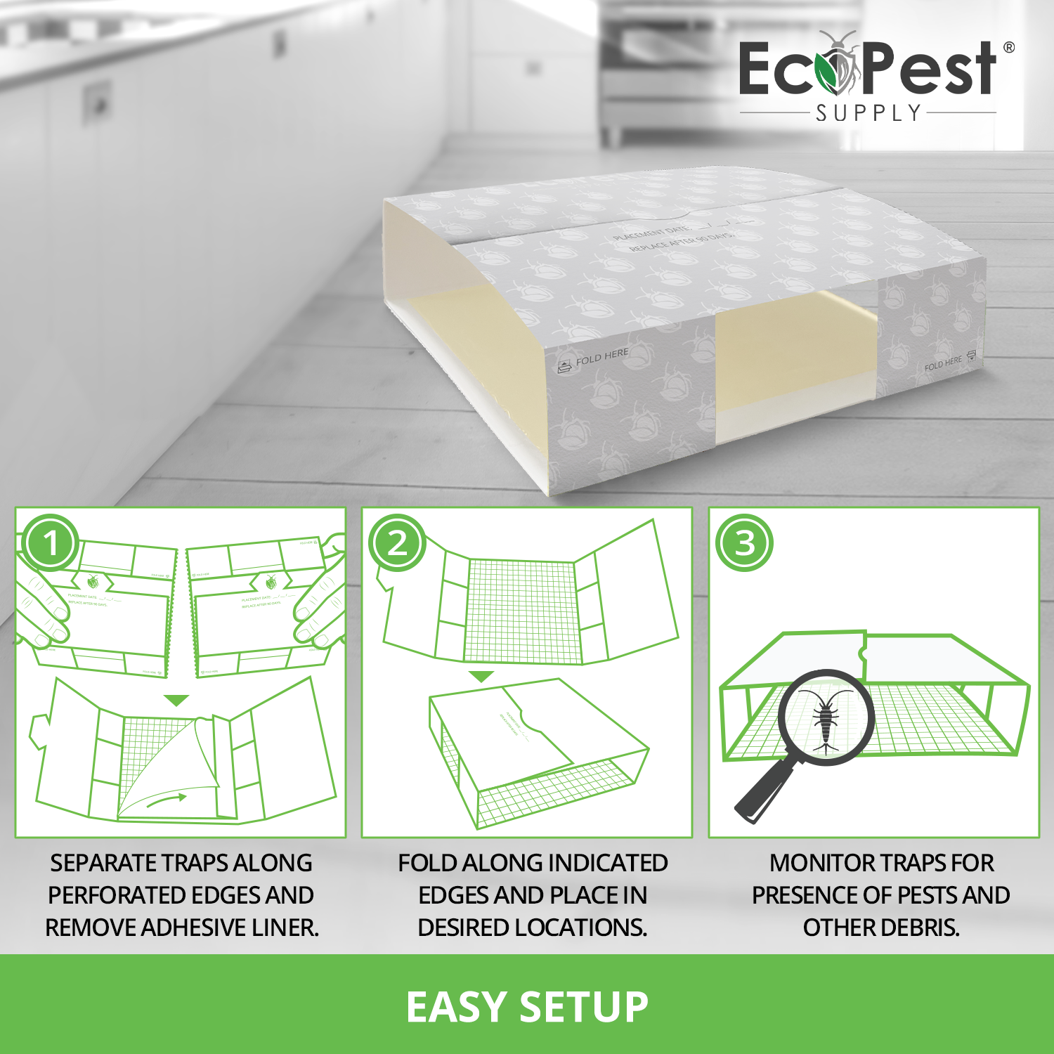 Silverfish Glue Traps – 20 Pack | Sticky Indoor Pest Control Trap for Silverfish by EcoPest Supply