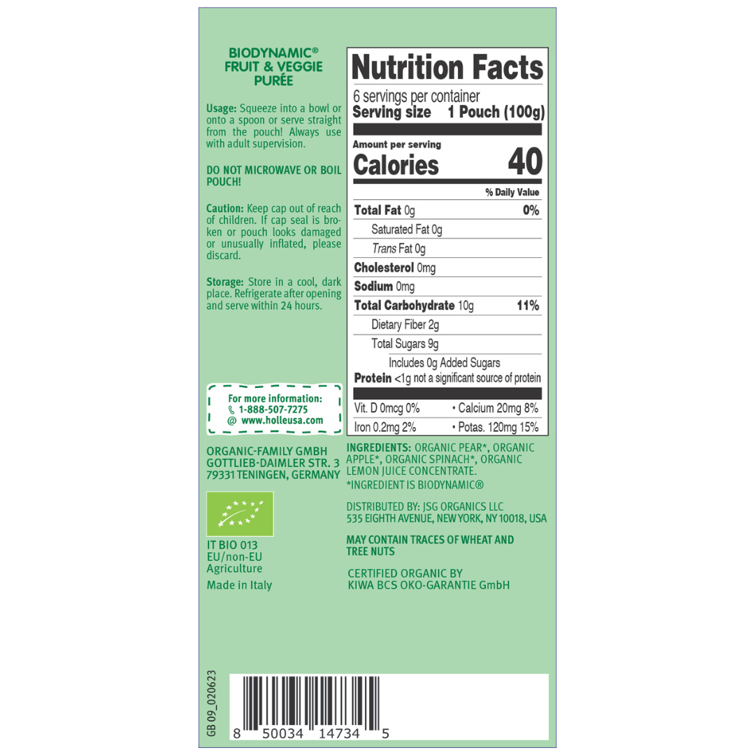 Holle Baby Food Pouches - Organic Fruit & Veggie Puree - Power Parrot by Holle USA