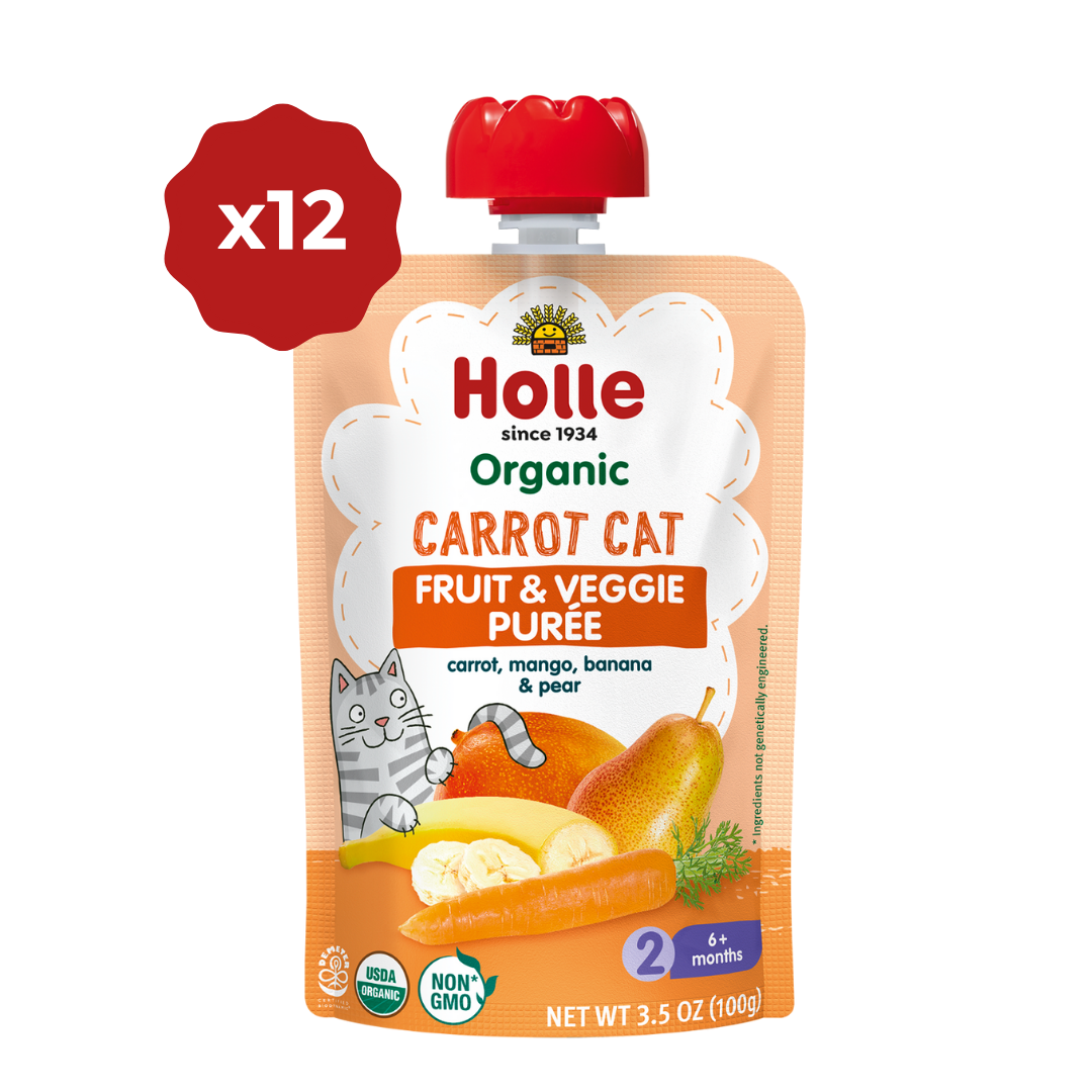 Holle Baby Food Pouches - Organic Fruit & Veggie Puree - Carrot Cat by Holle USA