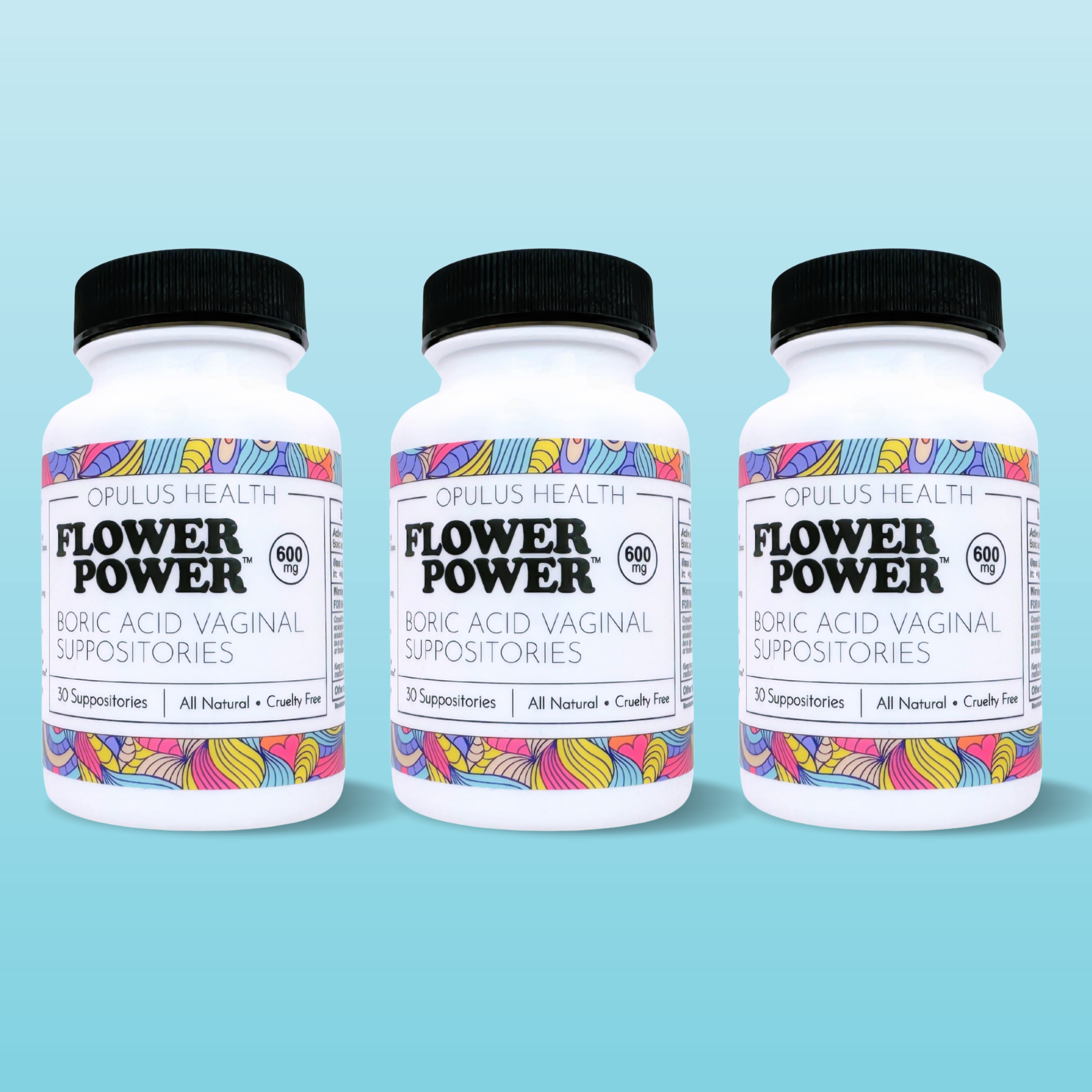 Flower Power® Boric Acid Suppositories for Odor and Balance (30ct/ea) by FlowerPower™ Feminine Health