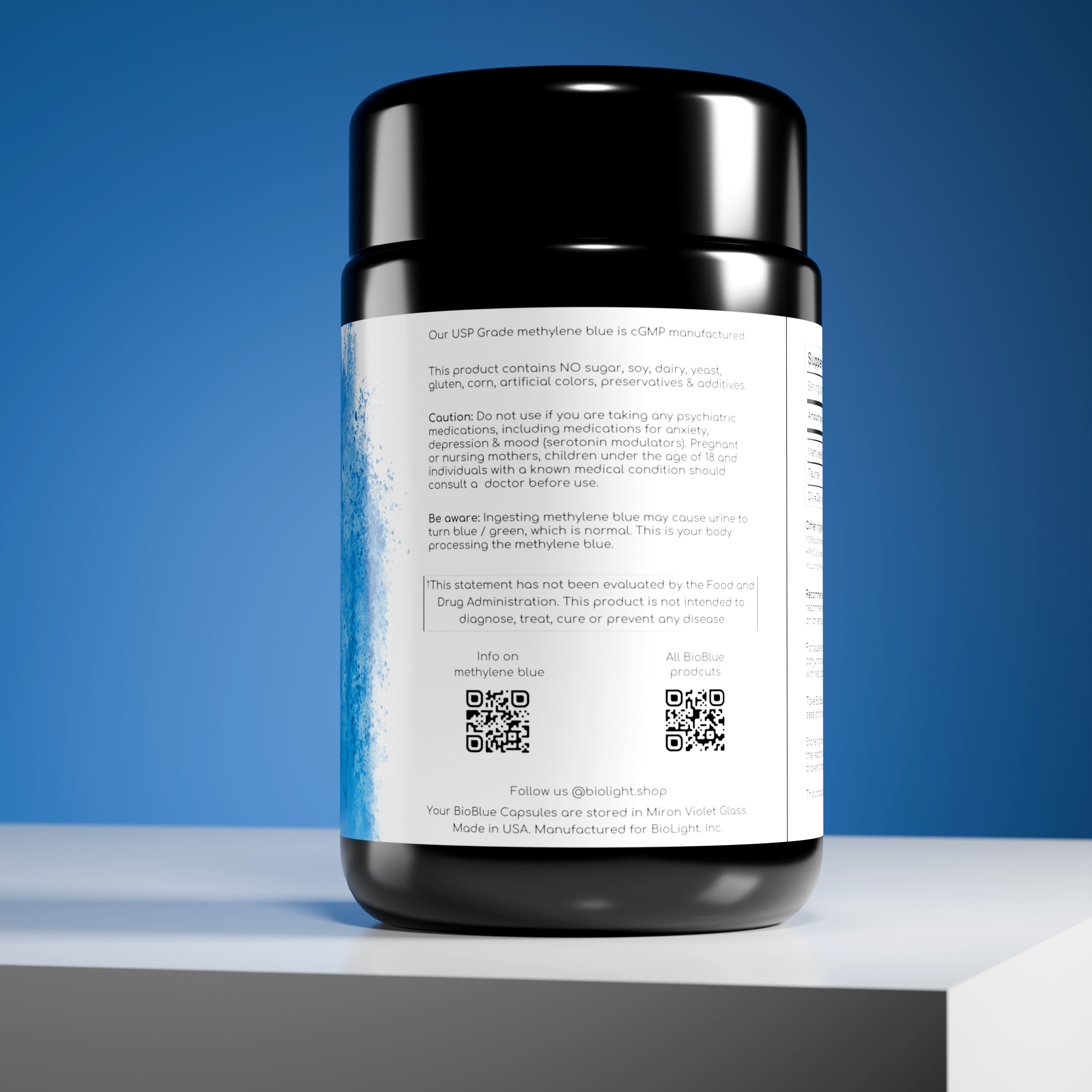 BioBlue Capsules - Methylene Blue & Taurine Supplement for Brain Health & Mitochondrial Support