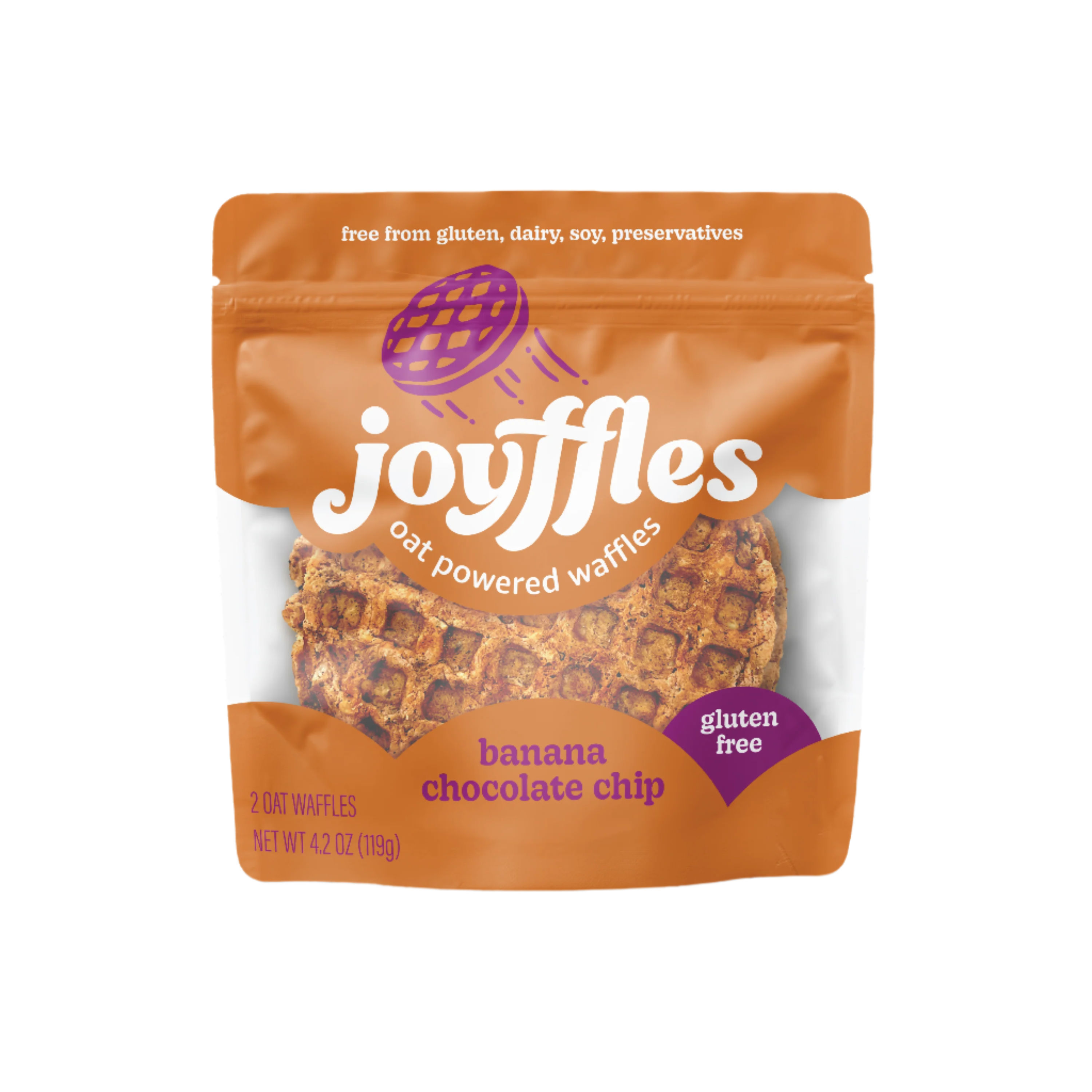Joyffles banana chocolate chip (classically bold and beautiful) Waffles - 2-piece Pack by Farm2Me