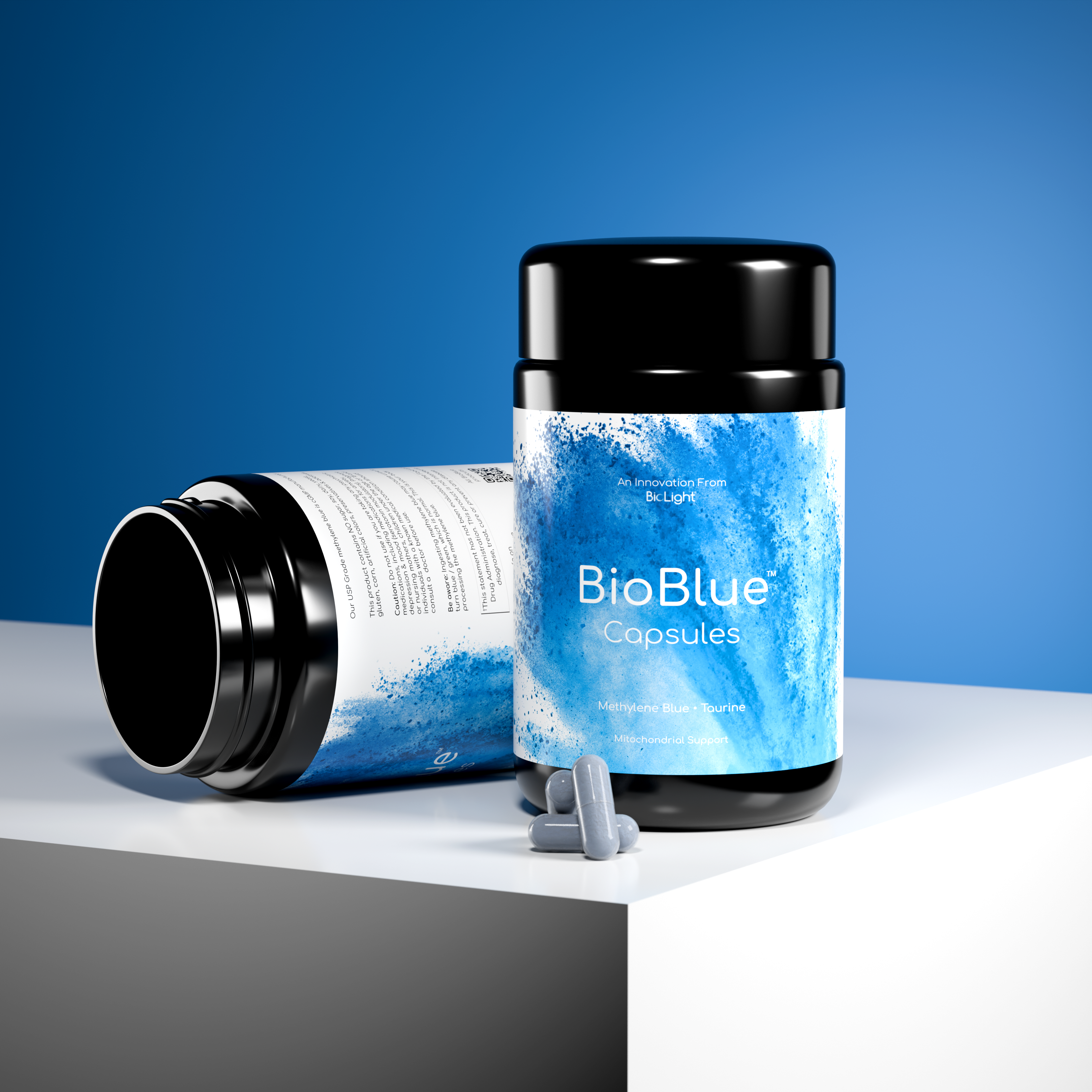 BioBlue Capsules - Methylene Blue & Taurine Supplement for Brain Health & Mitochondrial Support