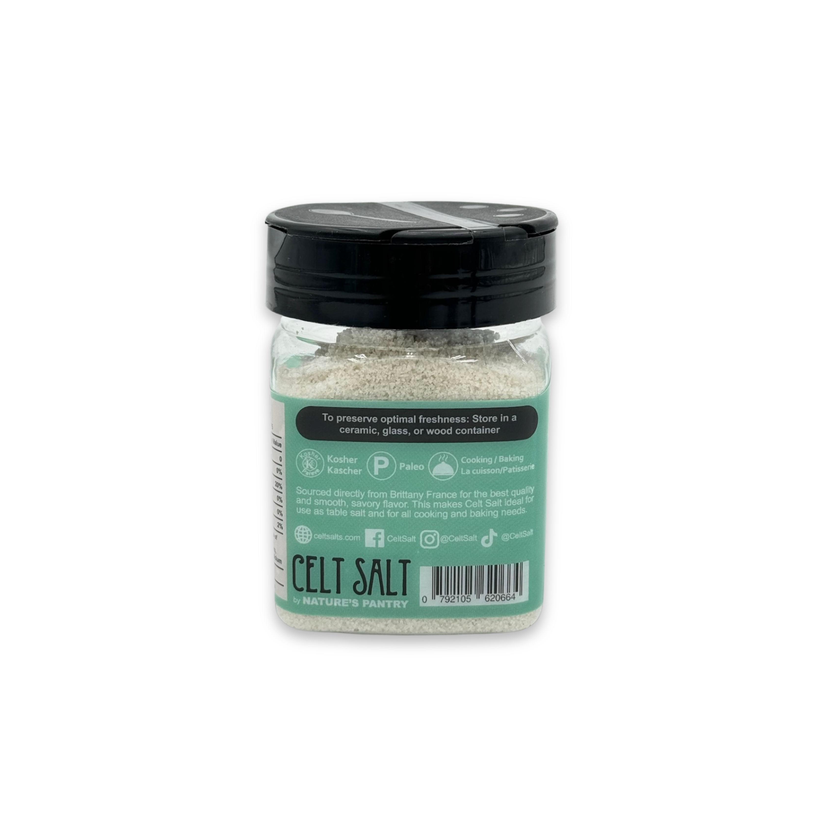 Celtic Sea Salt- 8 oz Shaker of Fine Ground, organic, 82 minerals, Celt Salt by Nature's Pantry by Celt Salt