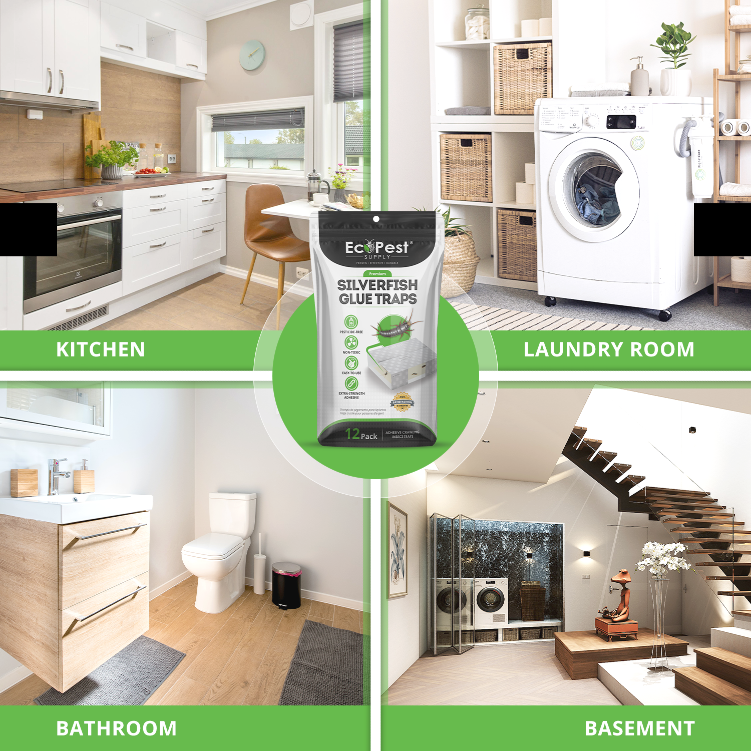 Silverfish Glue Traps – 20 Pack | Sticky Indoor Pest Control Trap for Silverfish by EcoPest Supply