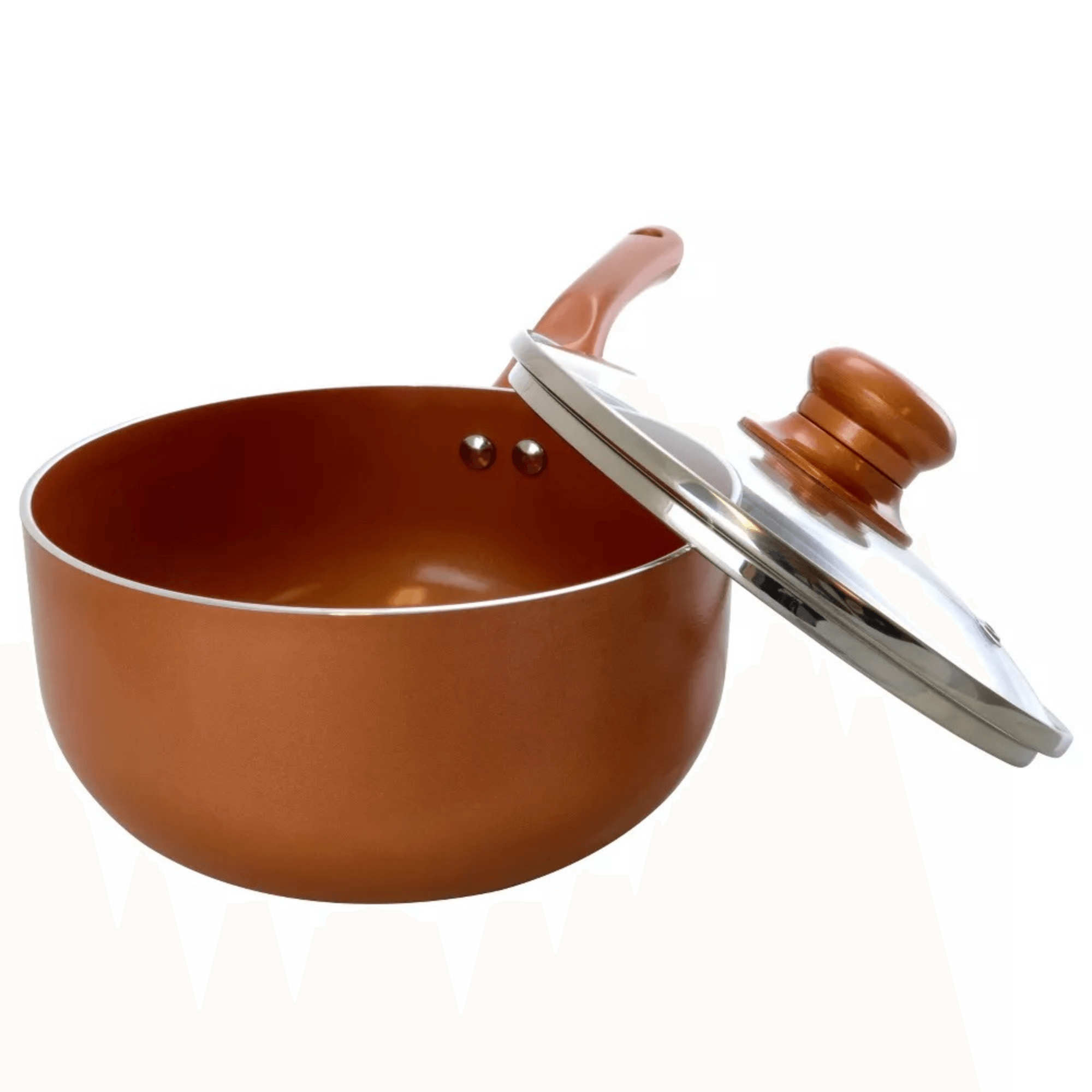 Better Chef 2Qt Ceramic-Coated Copper-Tone Saucepan with Glass Lid by Jupiter Gear Home