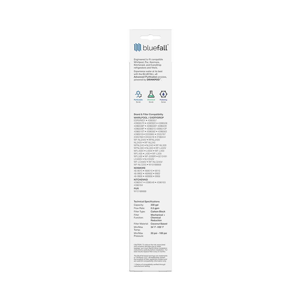 Whirlpool EDR5RXD1 Refrigerator Water Filter- Compatible by Bluefall by Drinkpod