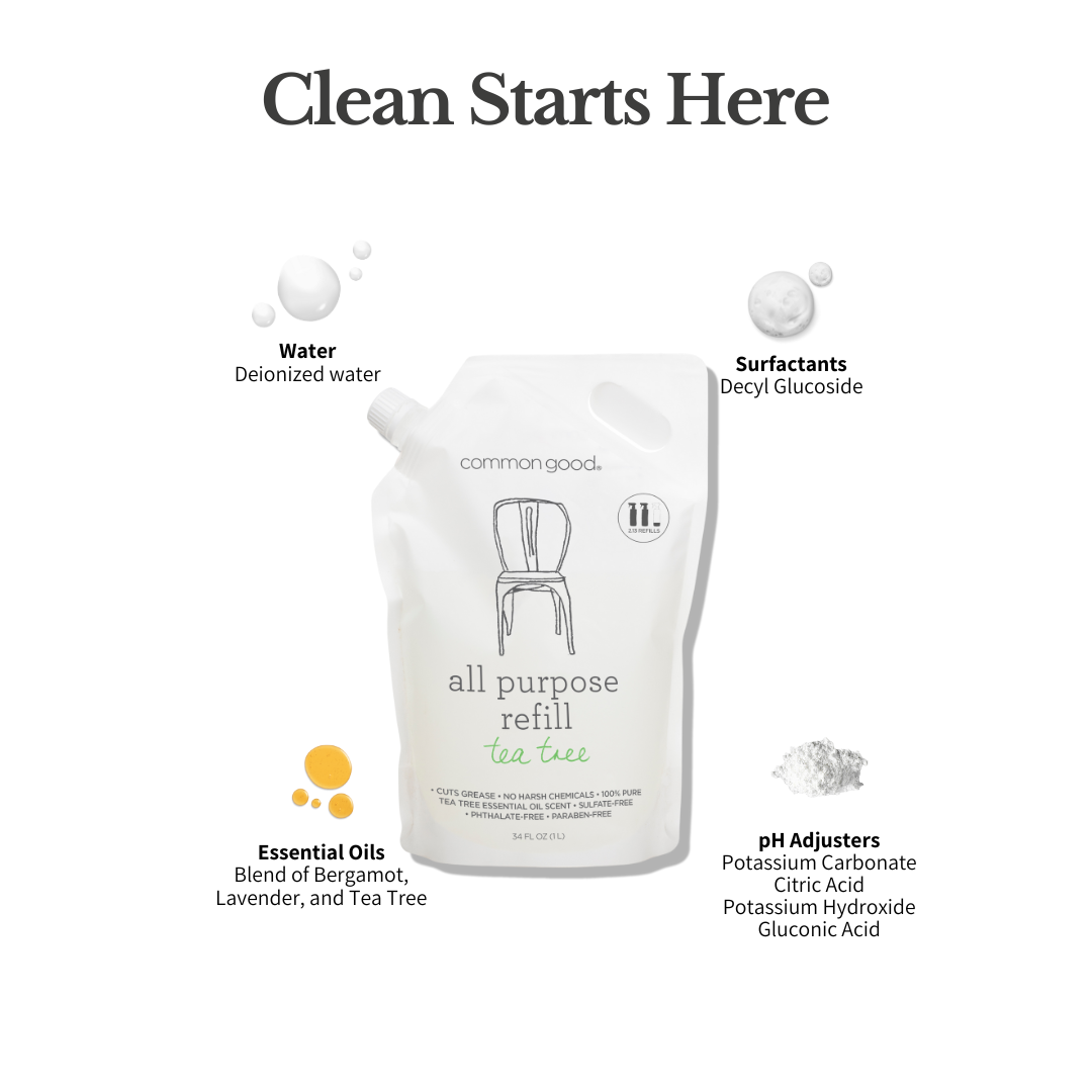 All Purpose Cleaner Refill Pouch and Glass Bottle Set by Common Good