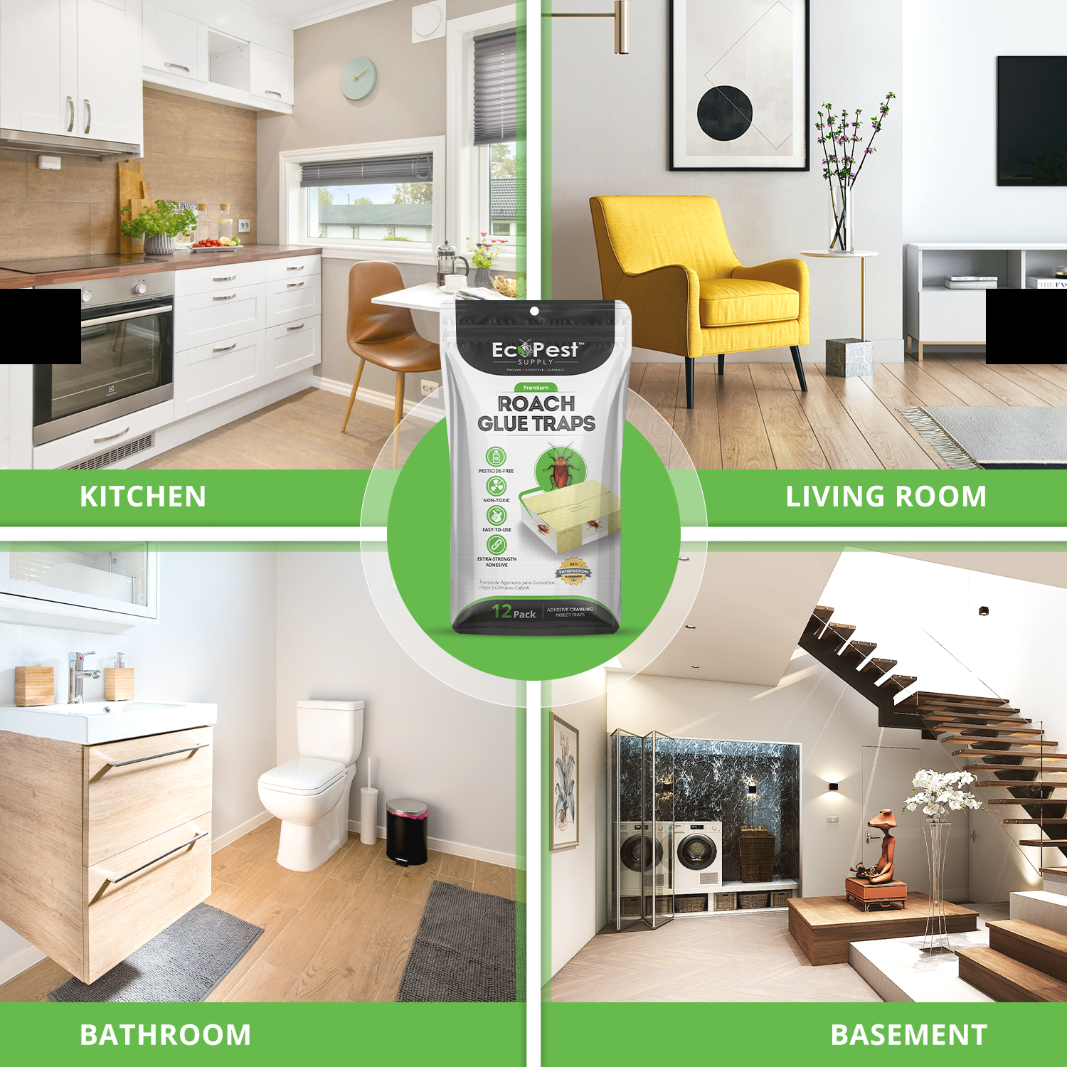 Roach Glue Traps – 20 Pack | Sticky Indoor Pest Control Trap for Cockroaches by EcoPest Supply