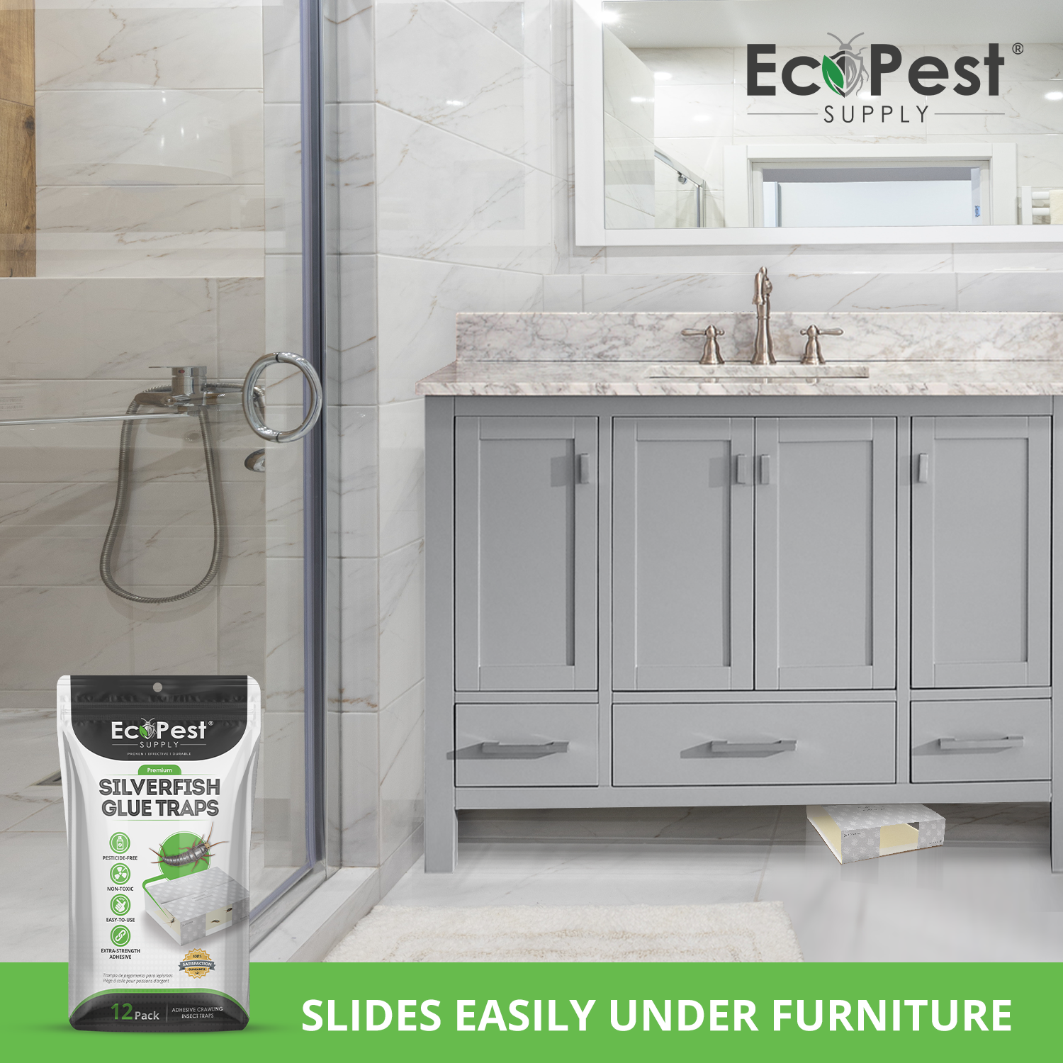 Silverfish Glue Traps – 20 Pack | Sticky Indoor Pest Control Trap for Silverfish by EcoPest Supply