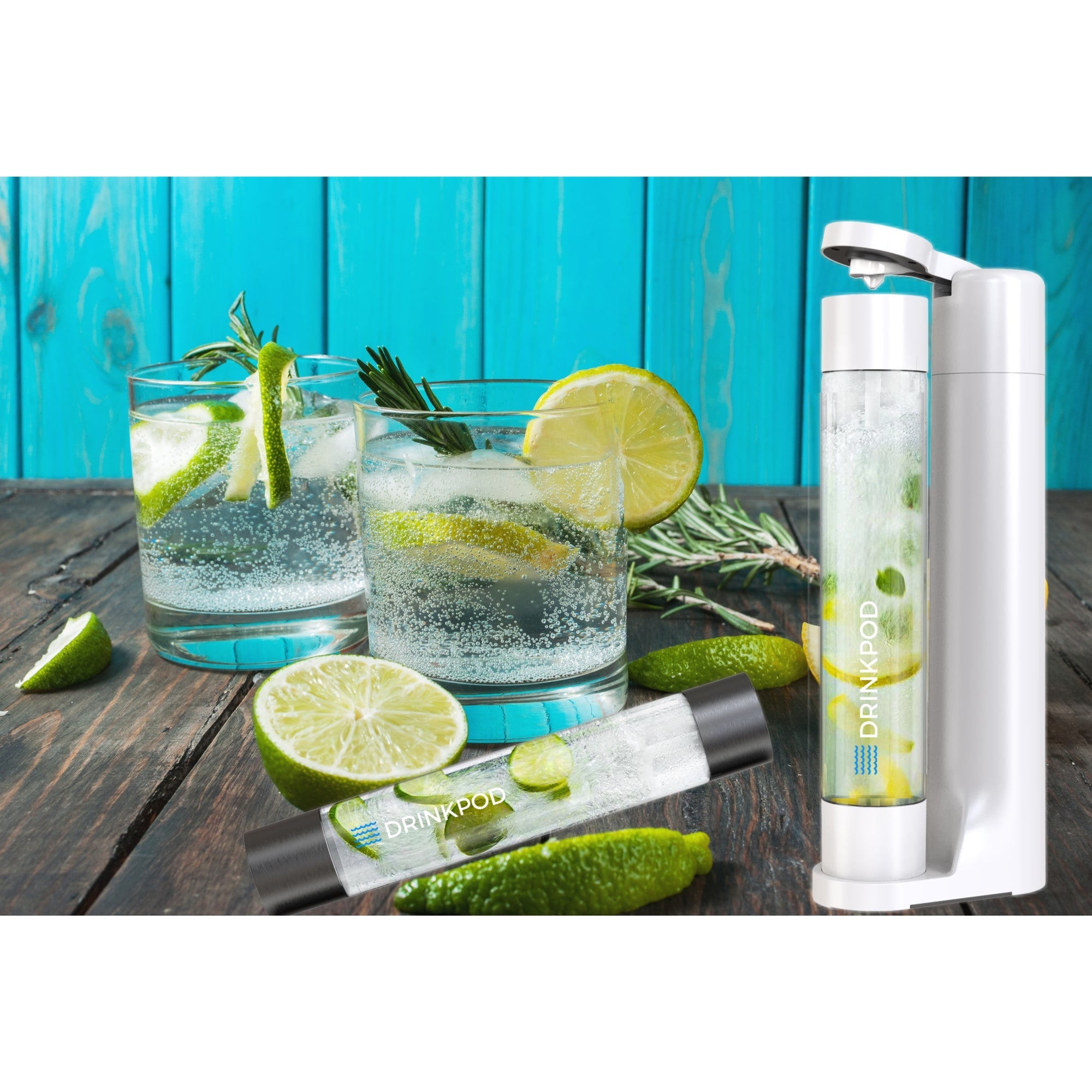 FIZZPod Soda Machine + 2 CO₂ Cylinder - Make Homemade Sparkling Water, Juice, Tea and Cocktail Drinks with Fruits & Candy by Drinkpod
