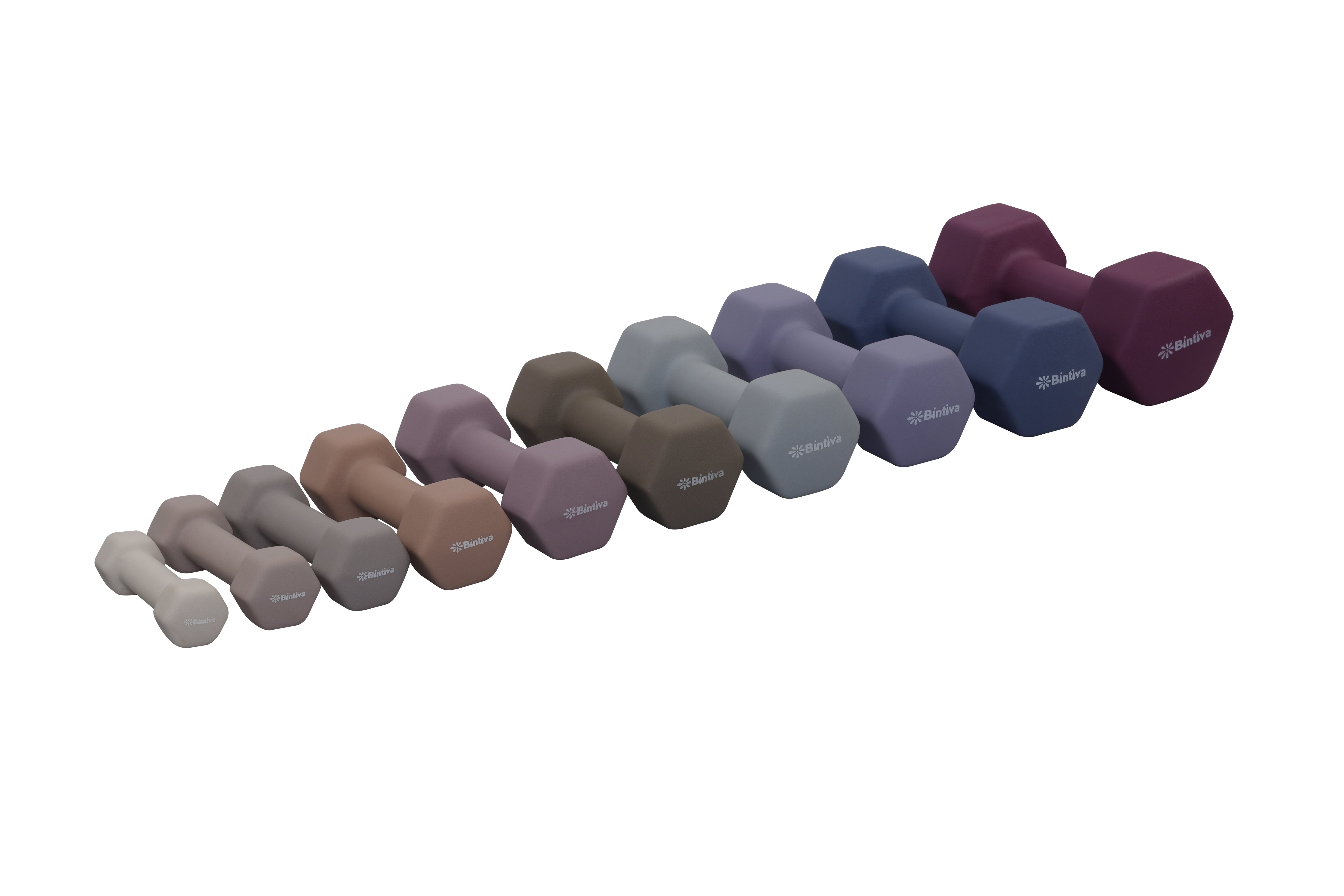 Neoprene Hexagon shaped dumbbells - Earth Tones by Bintiva
