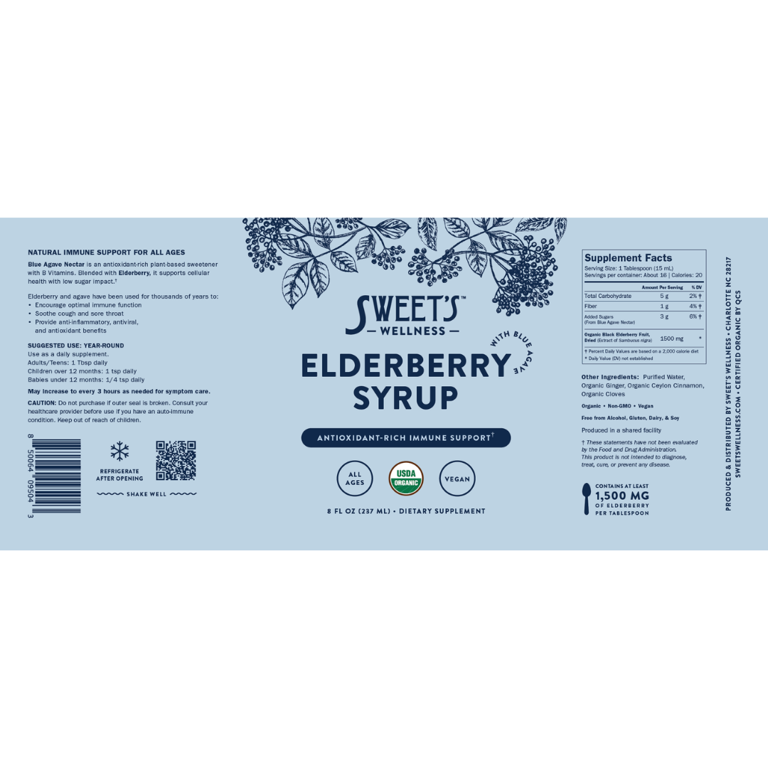 Elderberry Syrup with Blue Agave - Organic