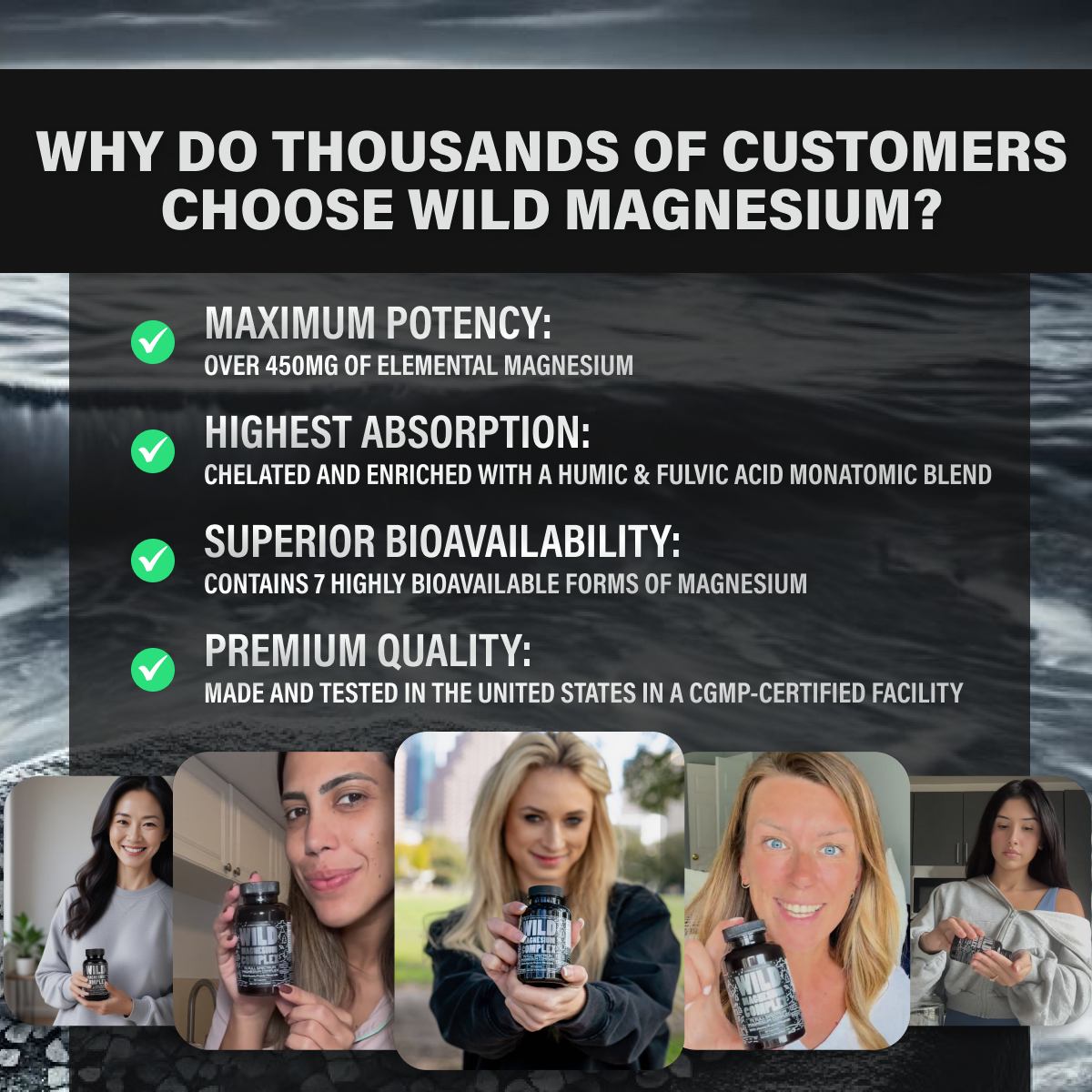 Wild Magnesium Complex - Chelated - 7x Forms - 450 mg of Elemental Magnesium by Wild Foods