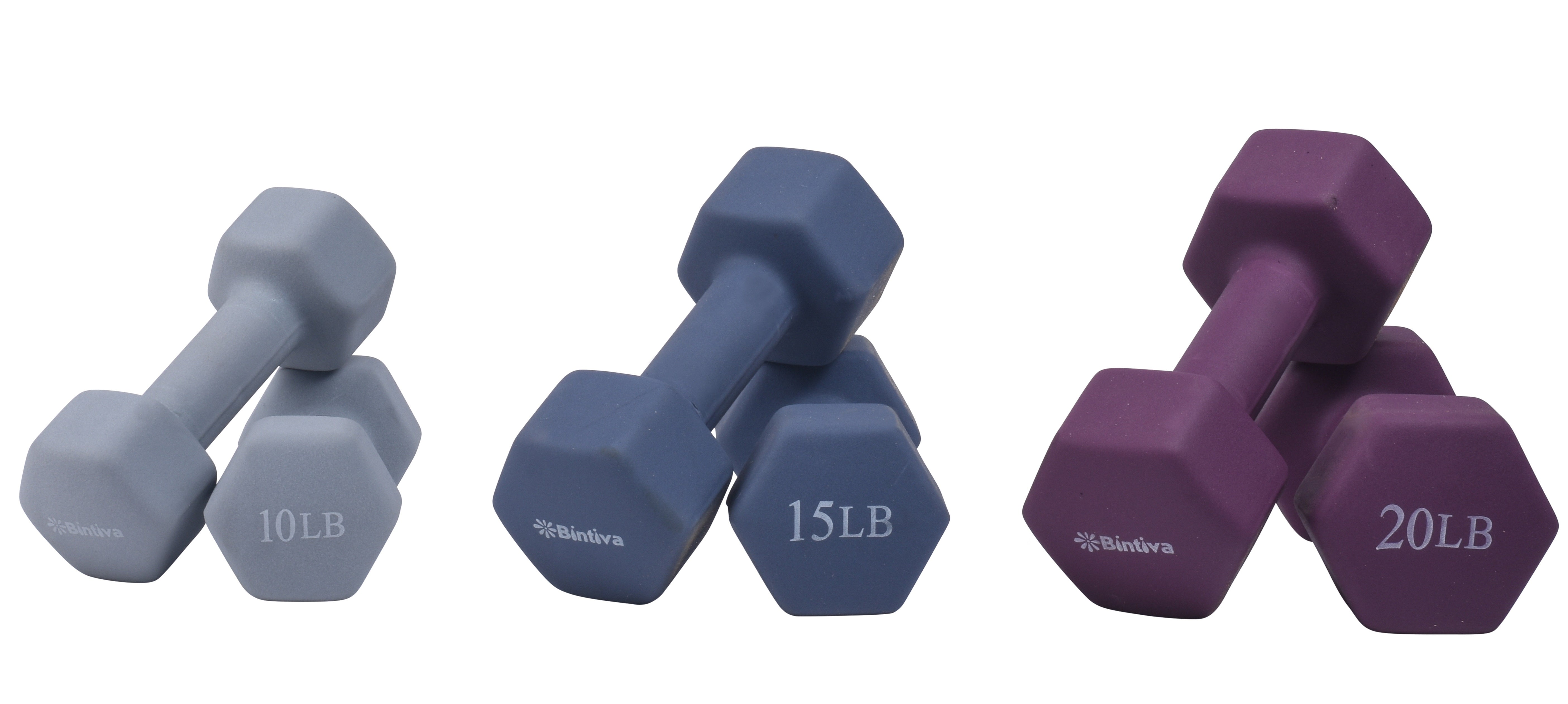 Neoprene Hexagon shaped dumbbells - Earth Tones by Bintiva