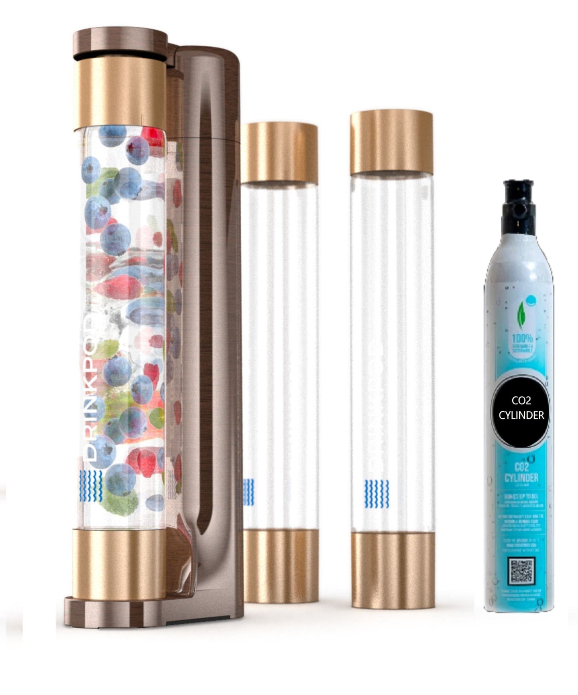 FIZZPod Soda Machine + 1 CO₂ Cylinder - Make Homemade Sparkling Water, Juice, Tea and Cocktail Drinks with Fruits & Candy by Drinkpod