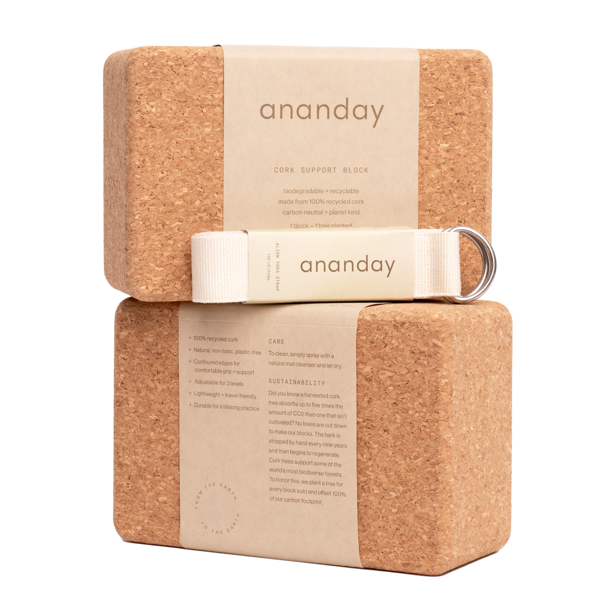 Yoga Block + Strap Set by Ananday
