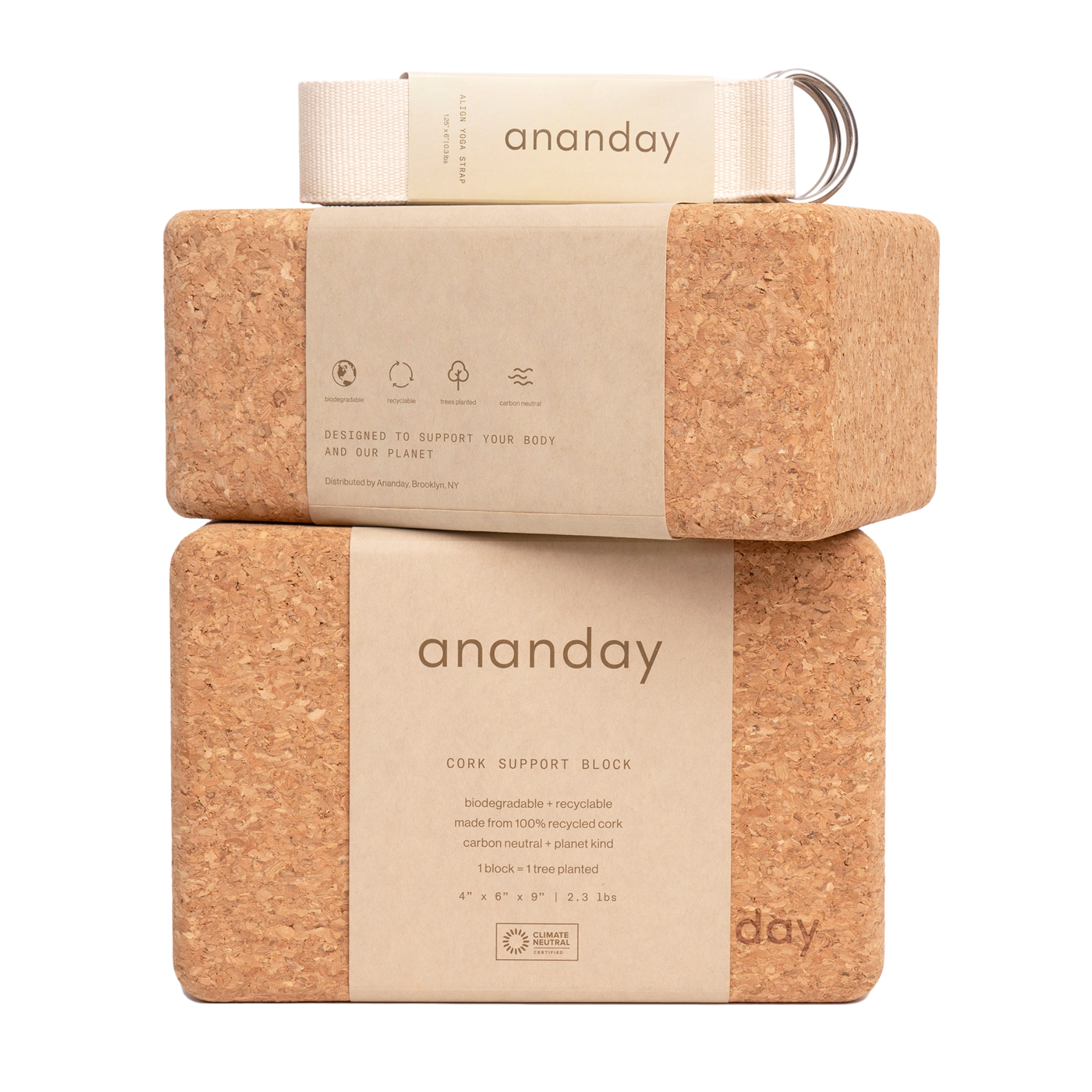 Yoga Block + Strap Set by Ananday