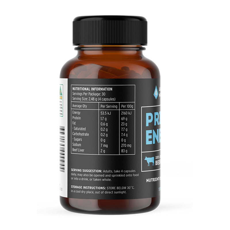 Primal Energy Grass Fed Beef Liver Capsules (Box of 6)