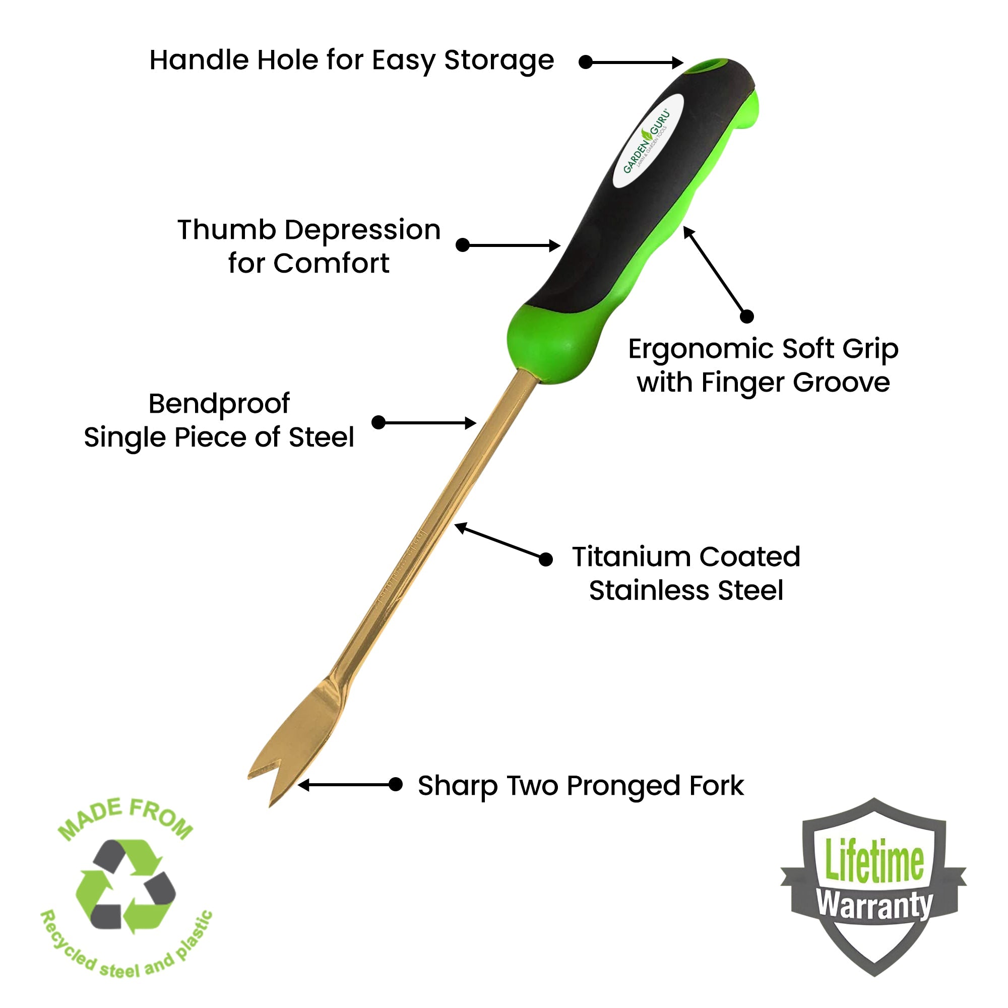 3pc Titanium Garden Tool Set – Scoop, Transplanter & Dandelion Weeder