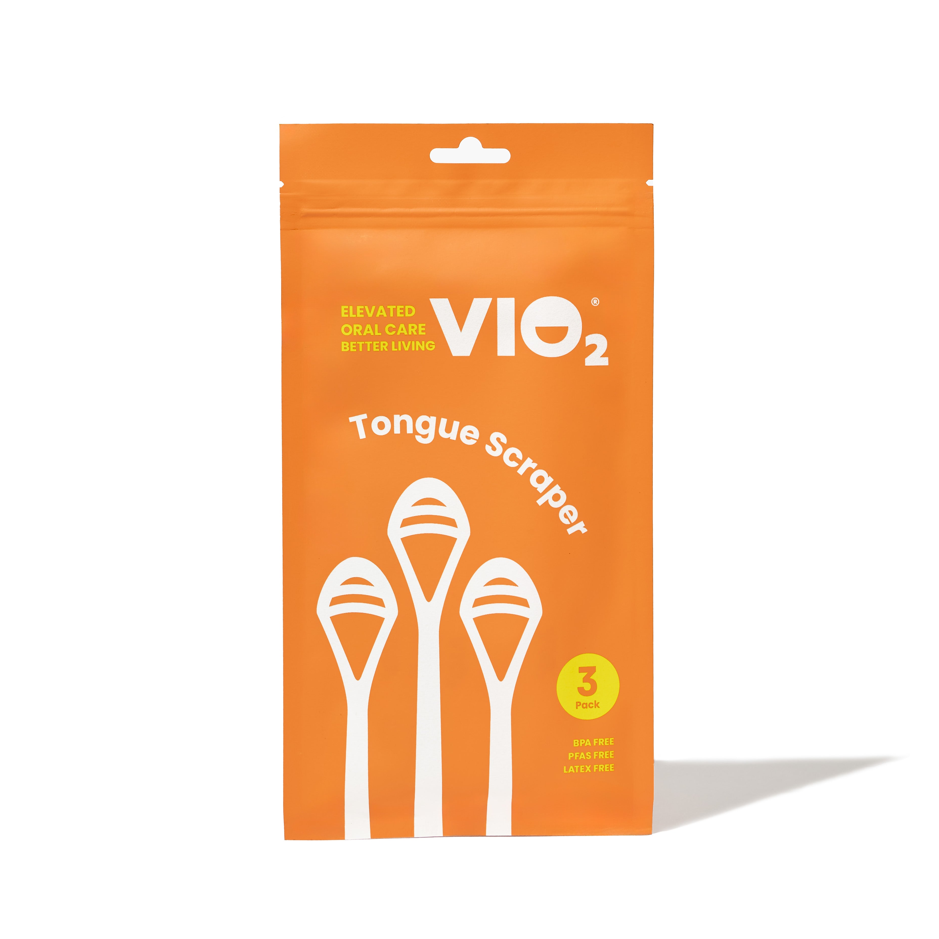VIO2™ Tongue Scraper - Pack of 3 REUSABLE Scrapers - BPA Free, PFAS Free, Latex Free