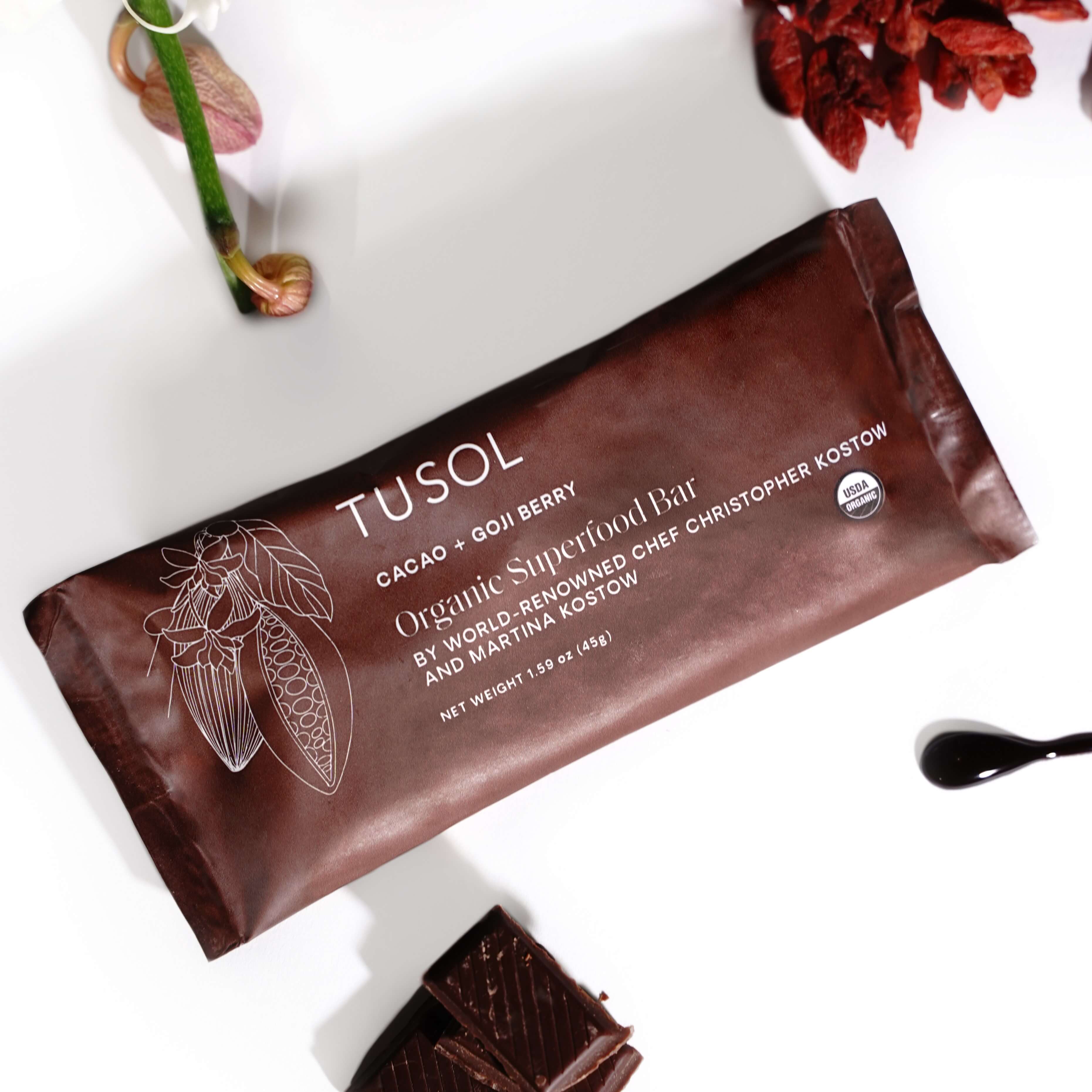 Cacao + Goji Berry Protein Bar (8 Pk) by TUSOL Wellness