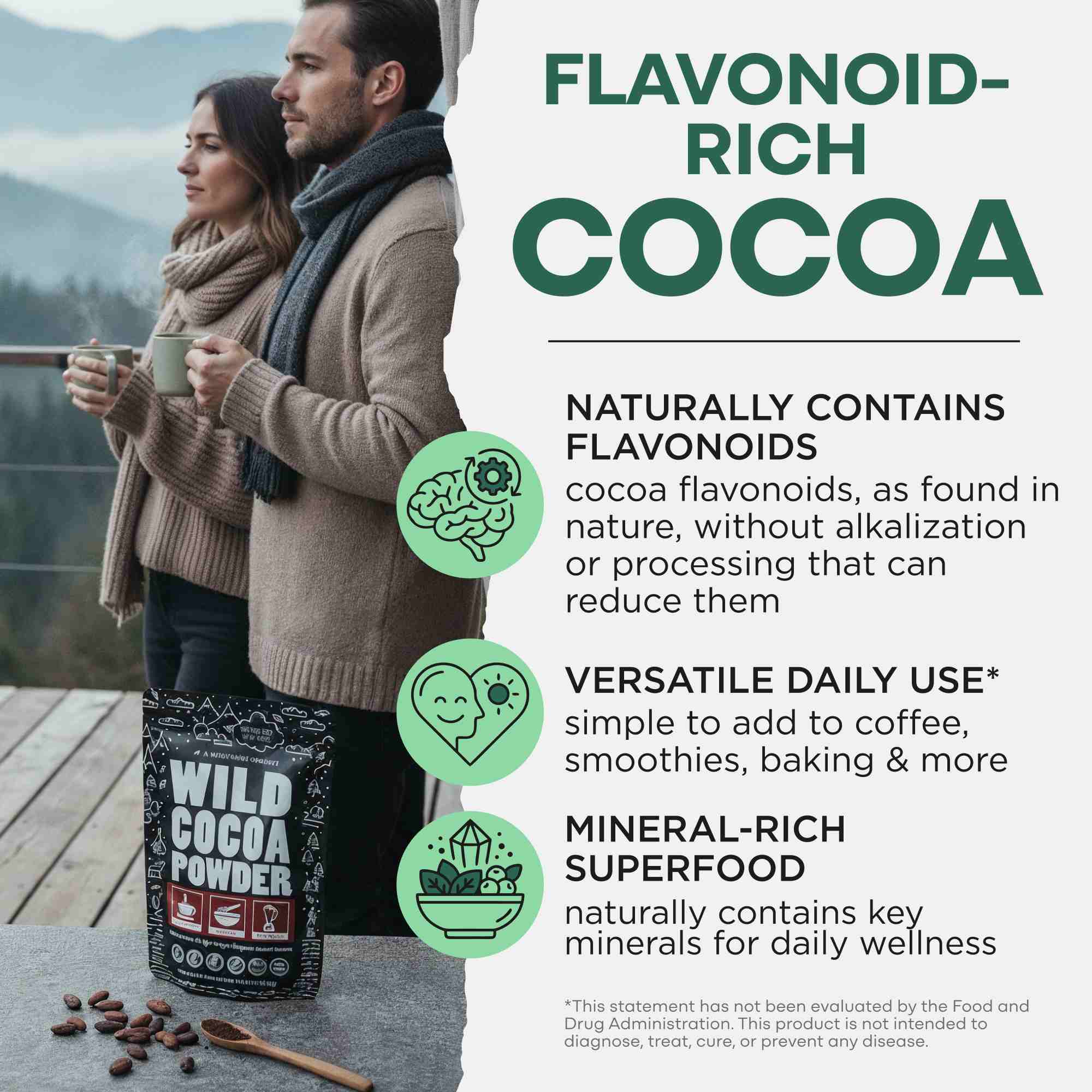 Cocoa Powder, 57 servings - Single-Origin Antioxidant