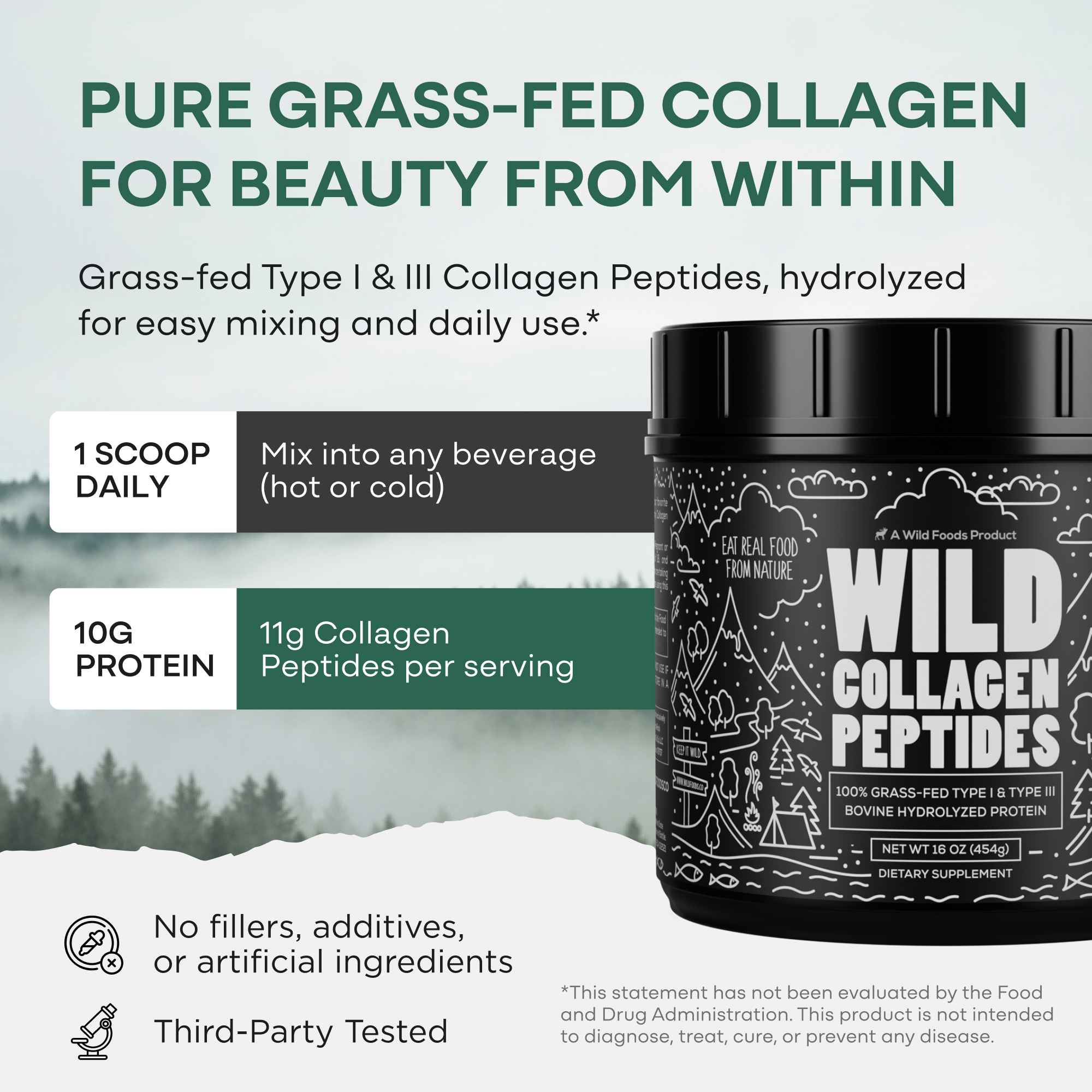 Grass-Fed Collagen Peptides, 41 servings – Skin, Hair & Joint Support Collagen
