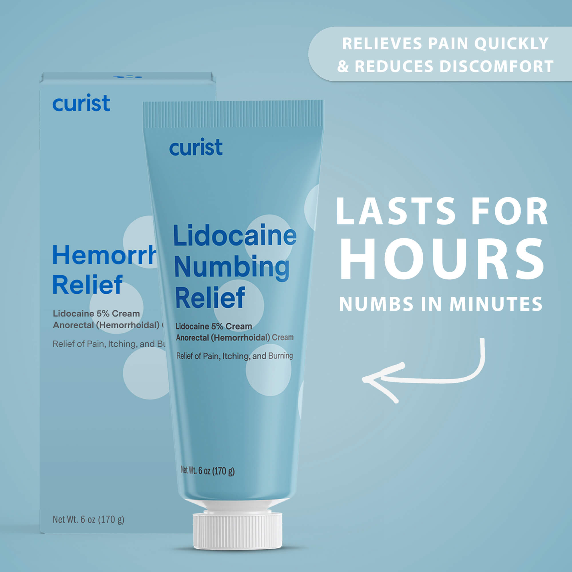 Hemorrhoid Cream with Lidocaine 5%, 6 oz by Curist