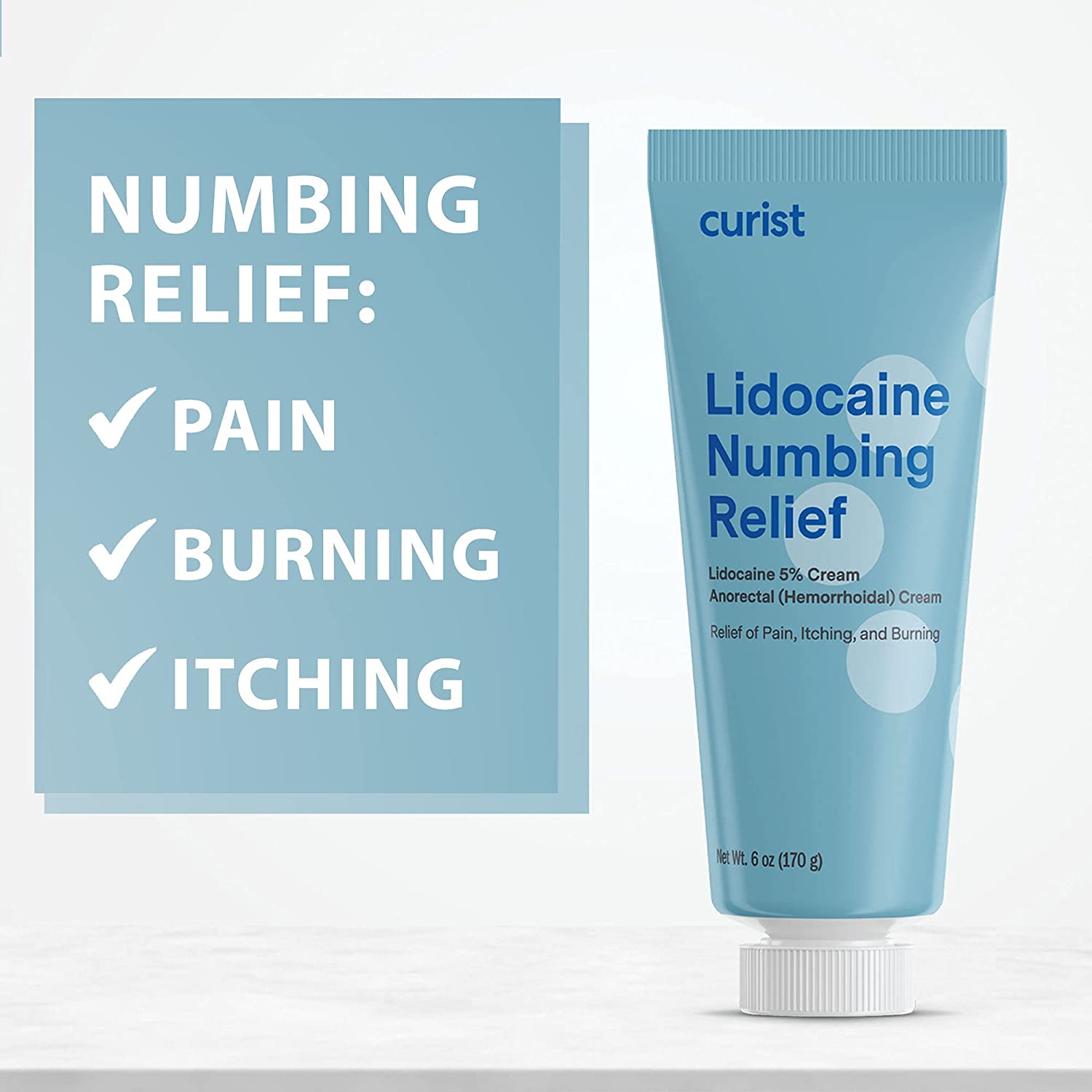Numbing Lidocaine Cream 5%, 6 oz by Curist