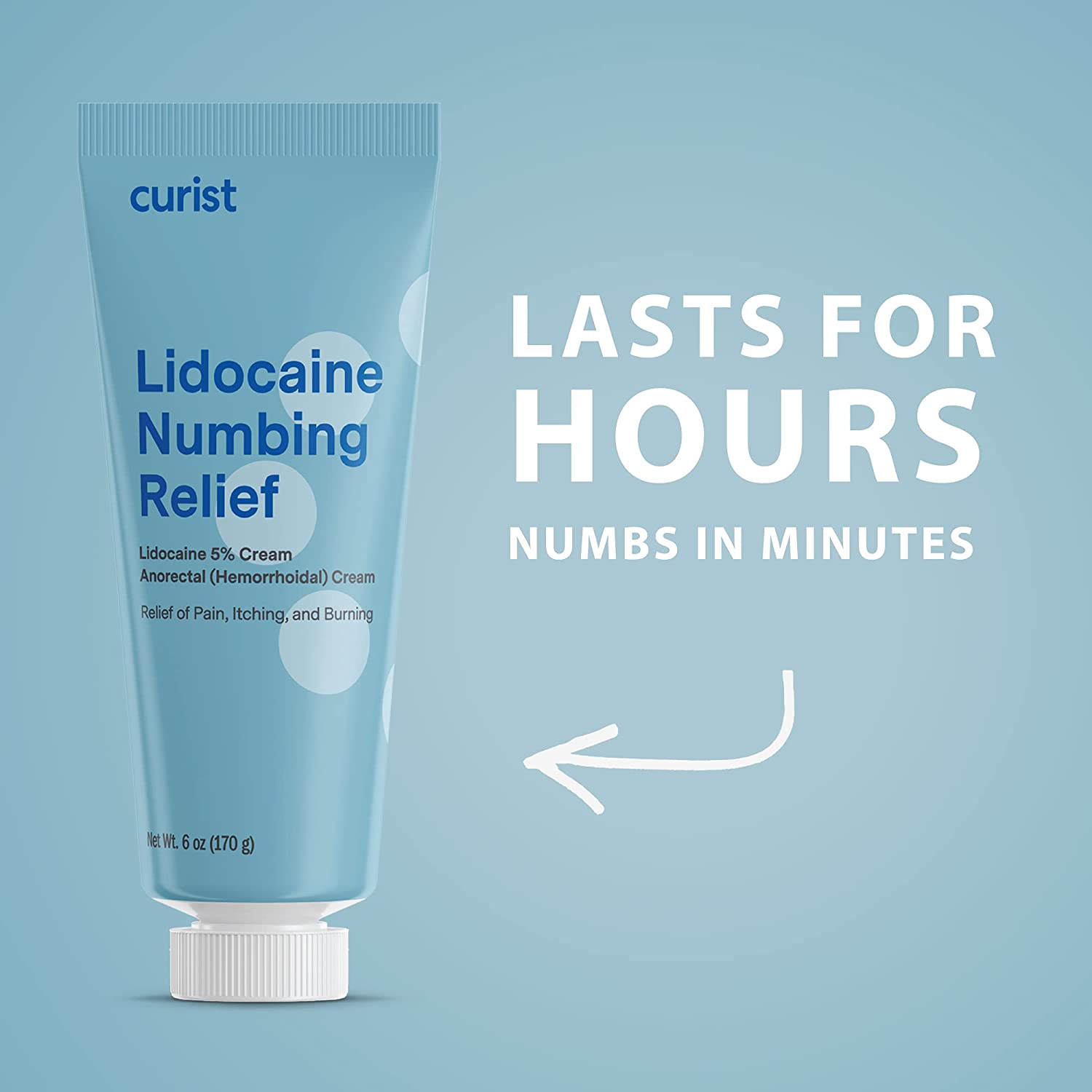 Numbing Lidocaine Cream 5%, 6 oz by Curist