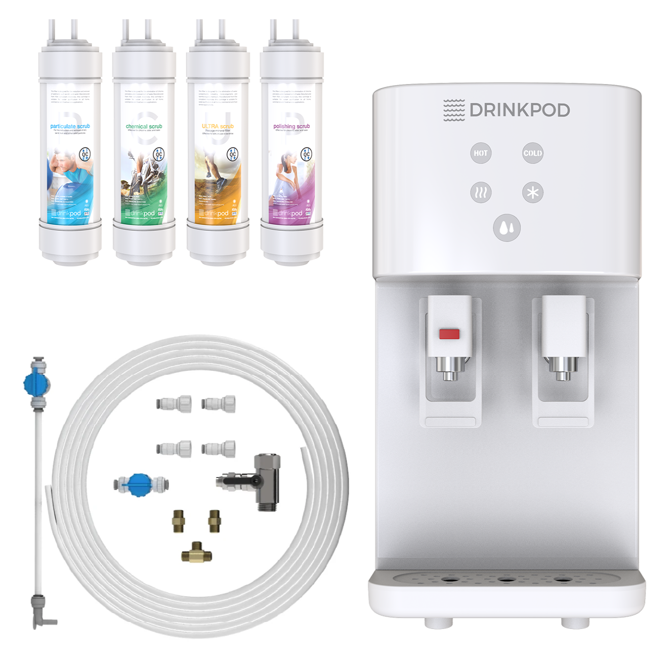 Drinkpod 2000 Pro Series - Countertop 4 Stage Water Purifier (Hot & Cold) by Drinkpod
